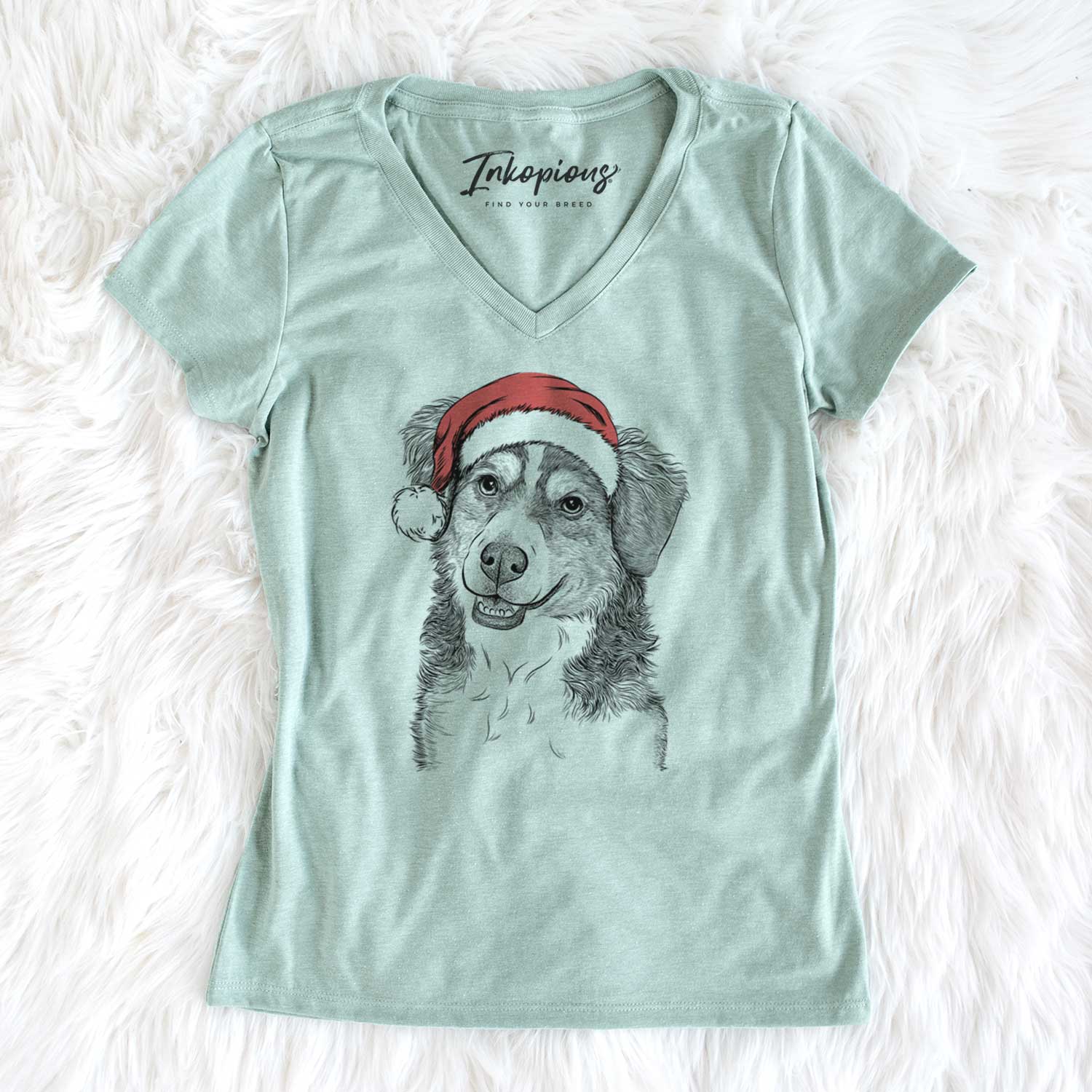 Santa Molly the Miniature Bernedoodle - Women's V-neck Shirt