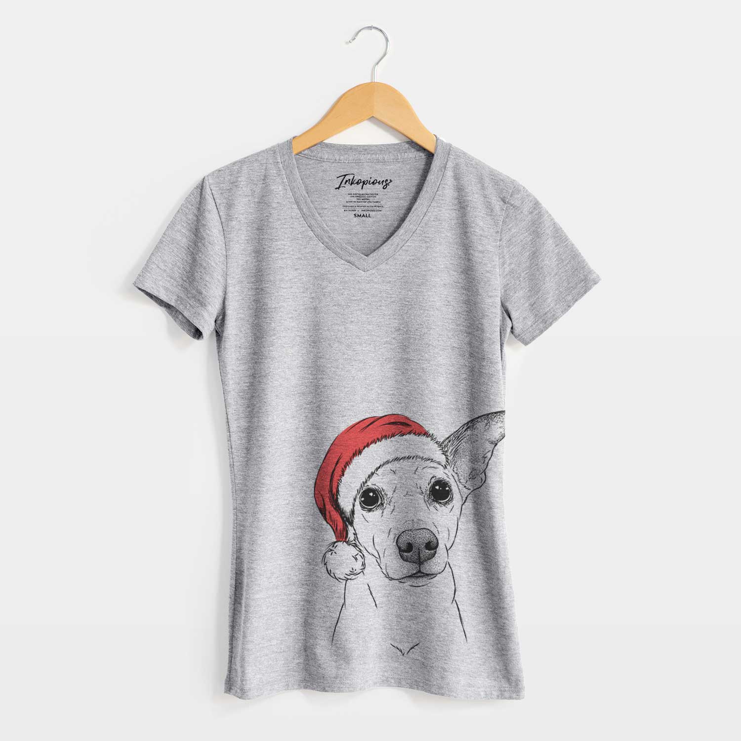 Santa Molly the Jack Russell Terrier - Women's V-neck Shirt