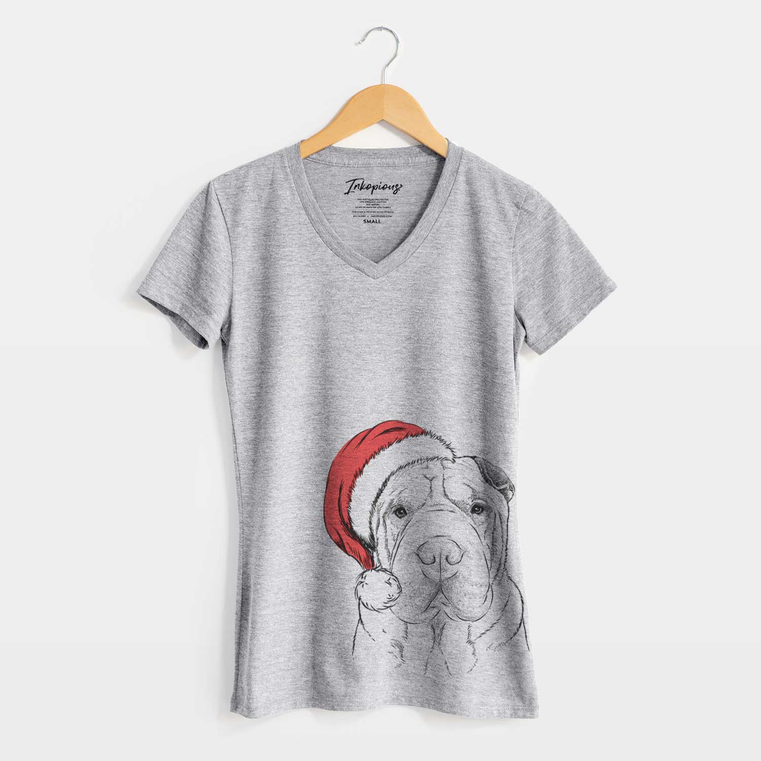 Santa Moomers the Shar Pei - Women's V-neck Shirt