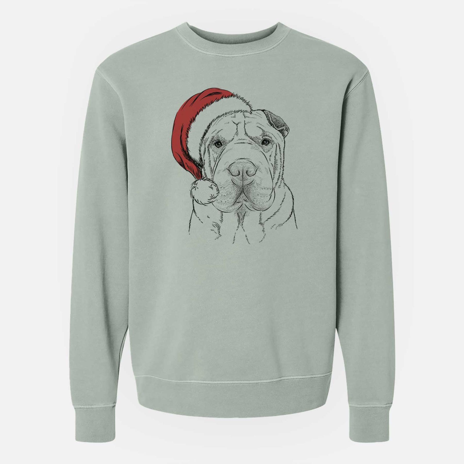 Santa Moomers the Shar Pei - Unisex Pigment Dyed Crew Sweatshirt