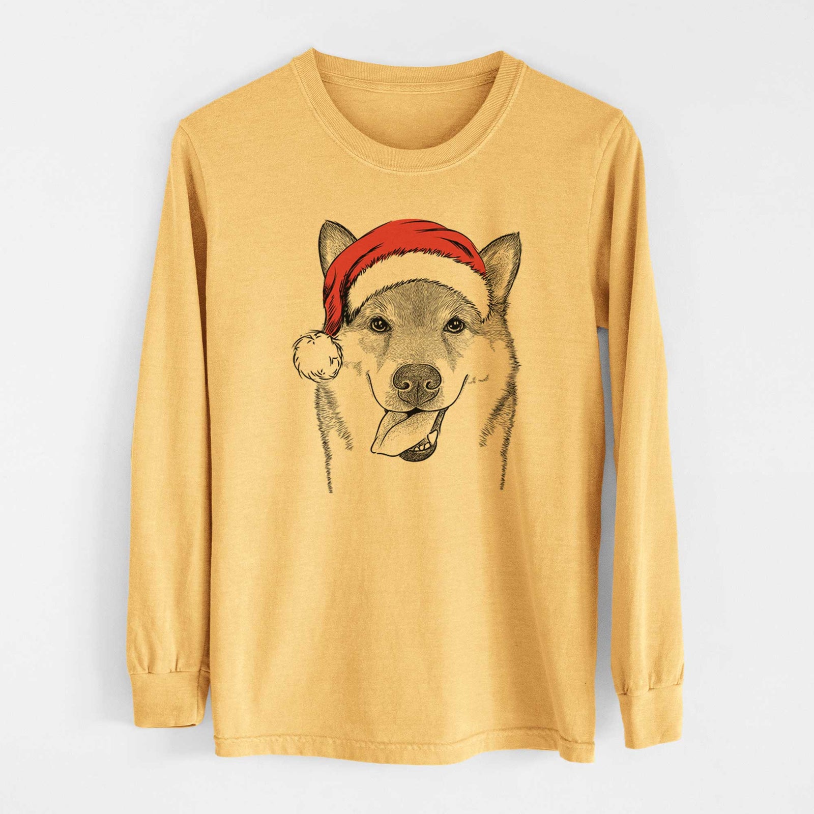 Santa Mothra the Shiba Inu - Heavyweight 100% Cotton Long Sleeve