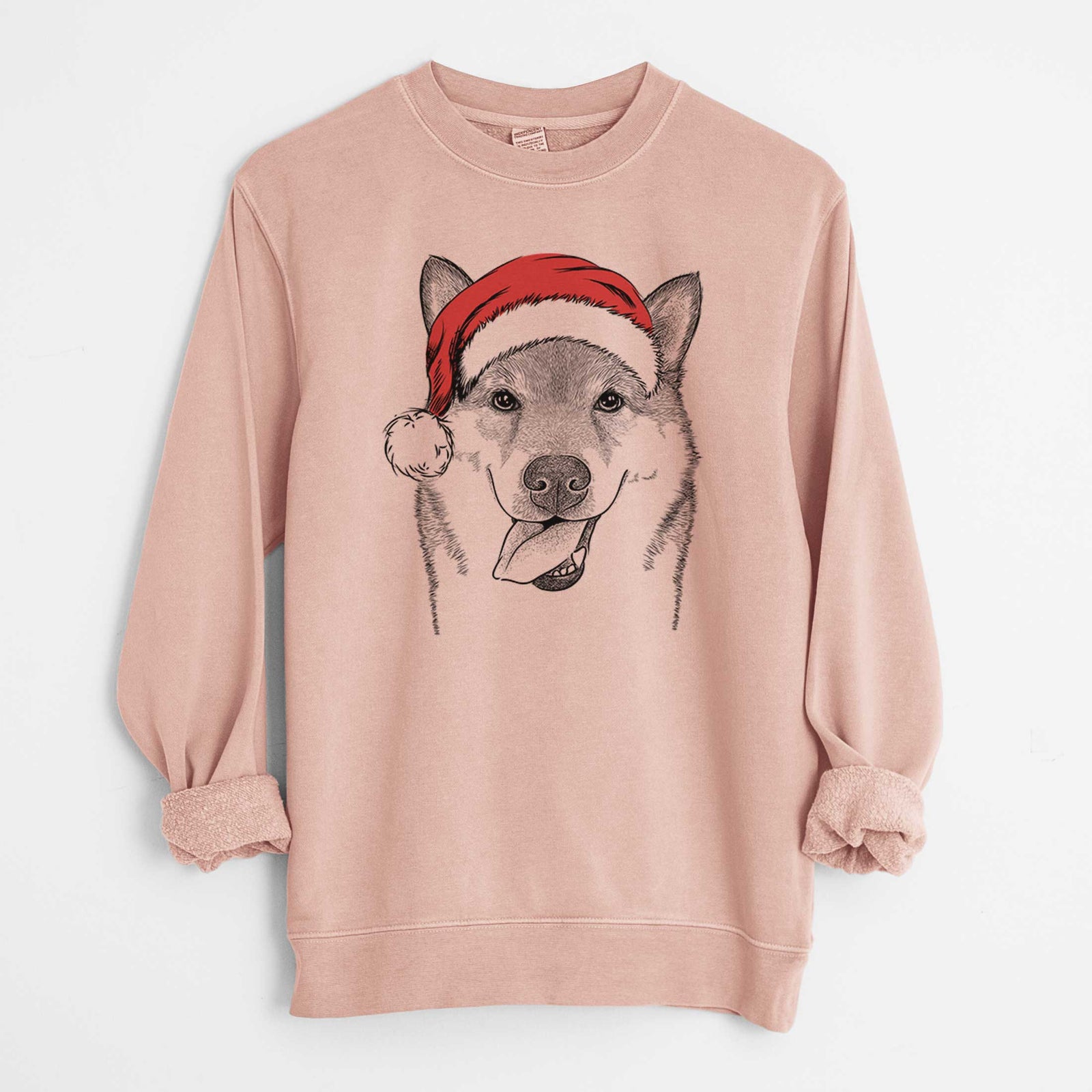 Santa Mothra the Shiba Inu - Unisex Pigment Dyed Crew Sweatshirt