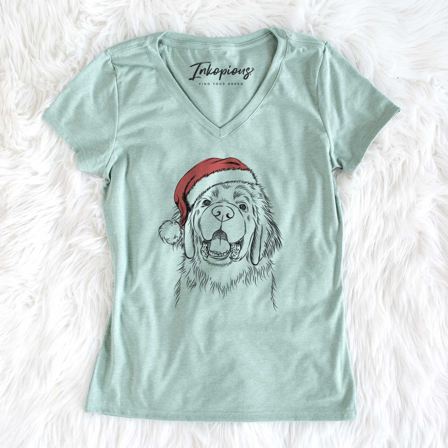 Santa Mozart the Newfoundland - Women's V-neck Shirt