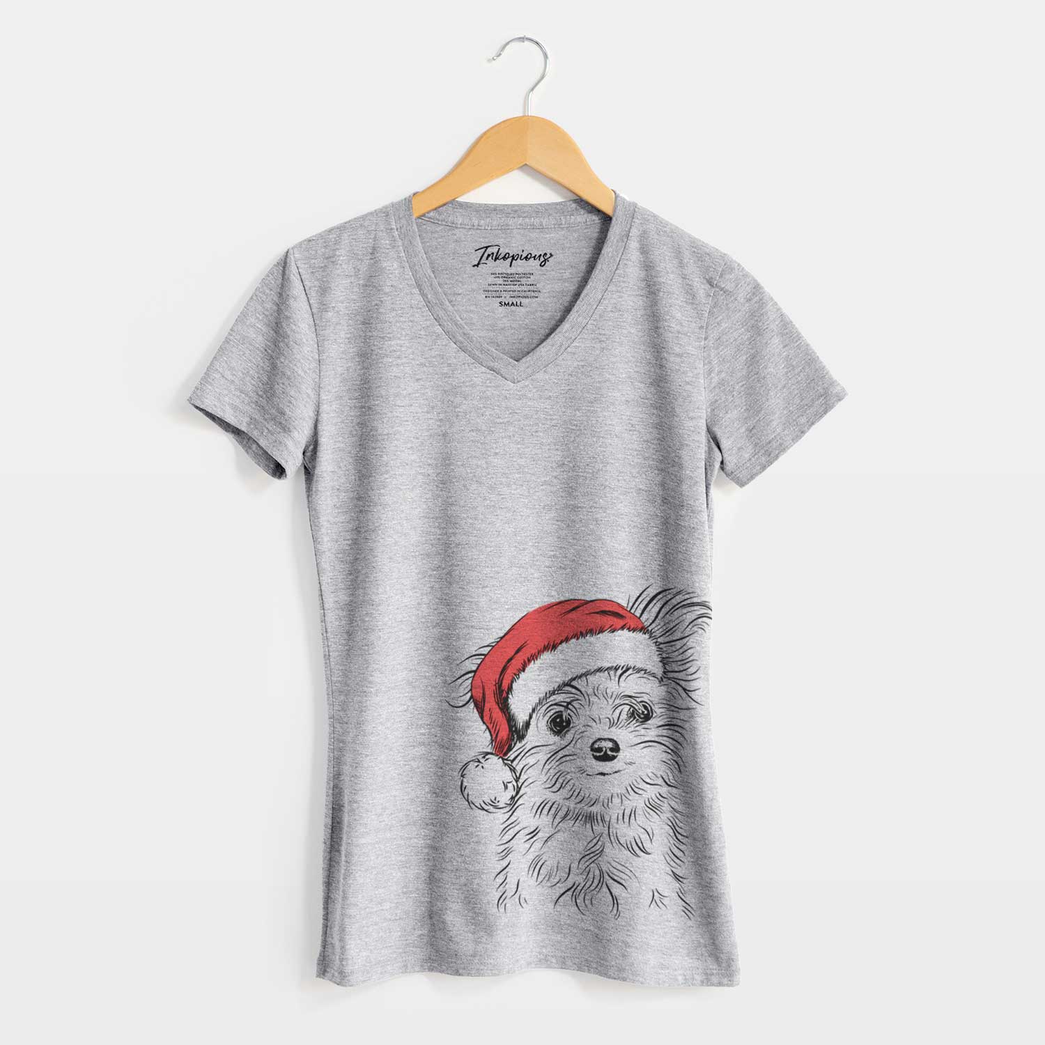 Santa Mr. Gucci Poochi the Maltese - Women's V-neck Shirt