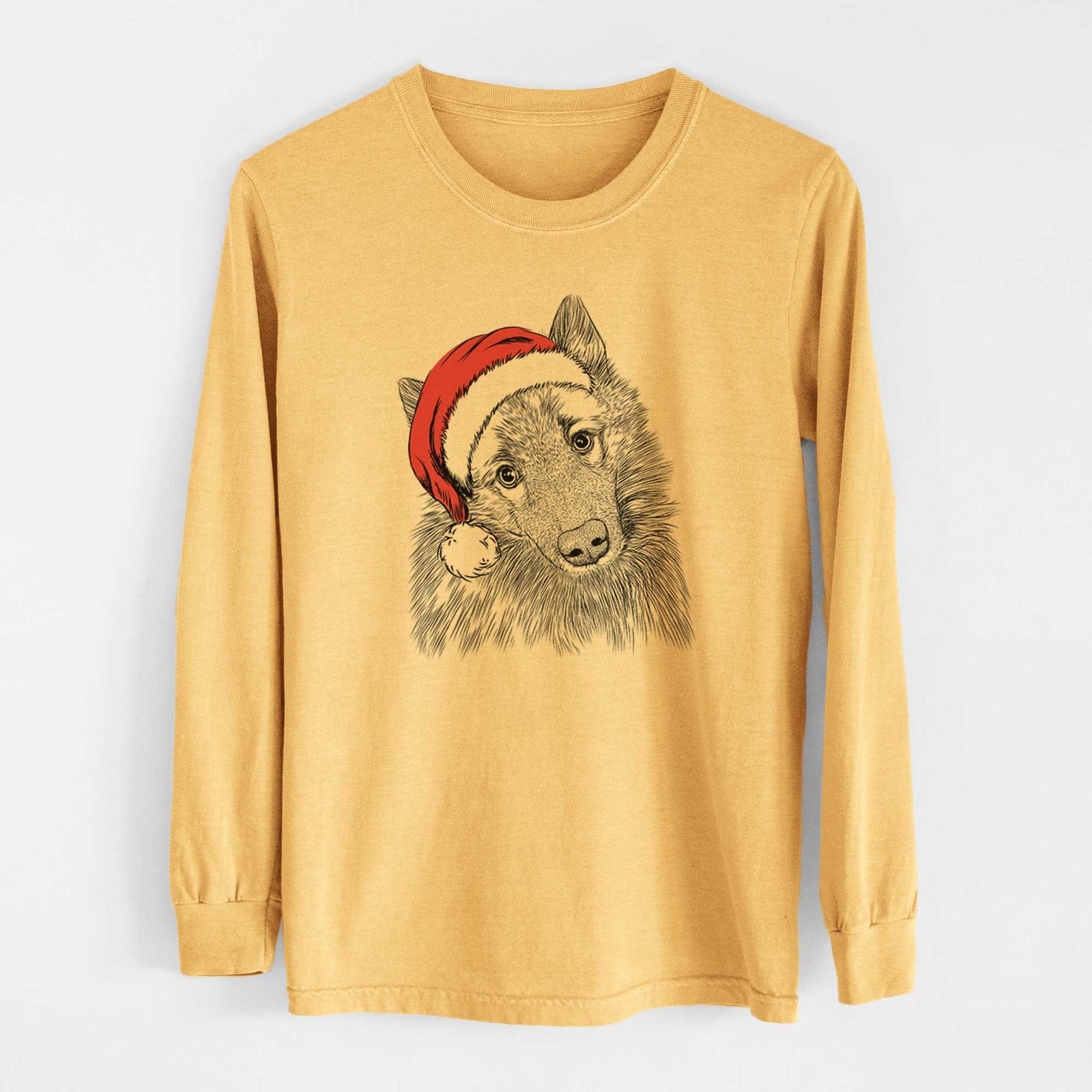 Santa Mr. Maverick the Keeshond - Heavyweight 100% Cotton Long Sleeve
