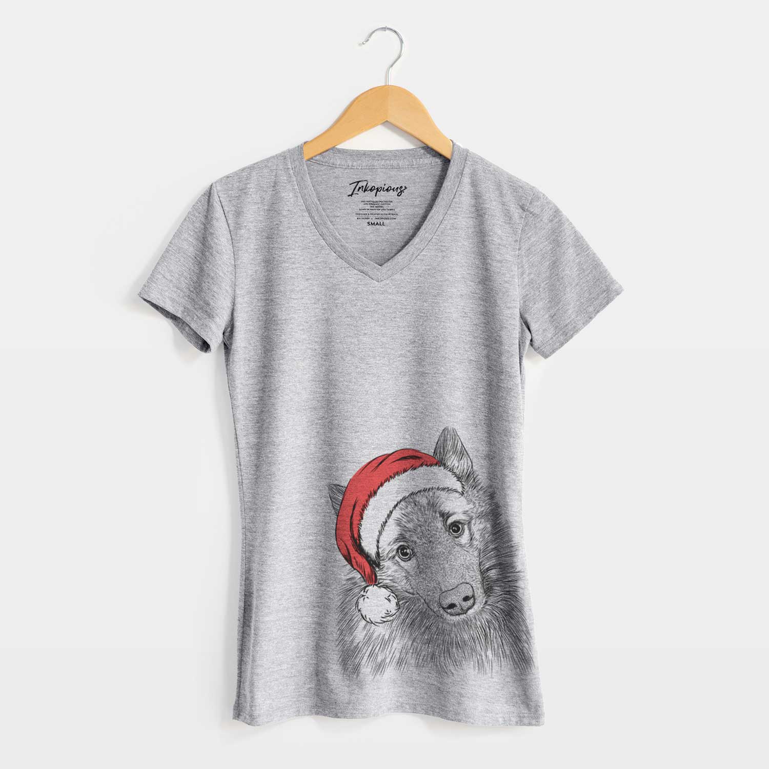 Santa Mr. Maverick the Keeshond - Women's V-neck Shirt