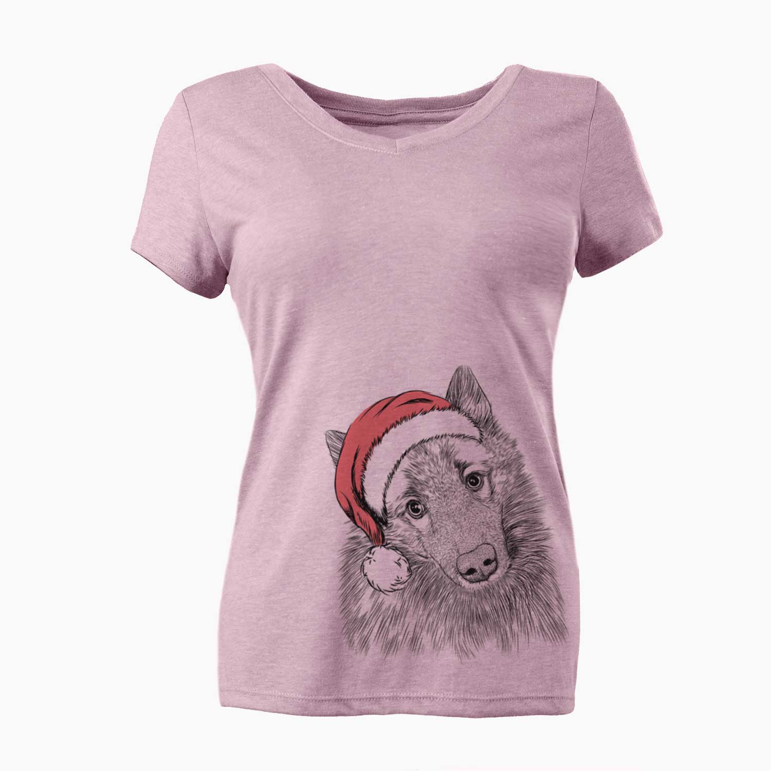 Santa Mr. Maverick the Keeshond - Women's V-neck Shirt