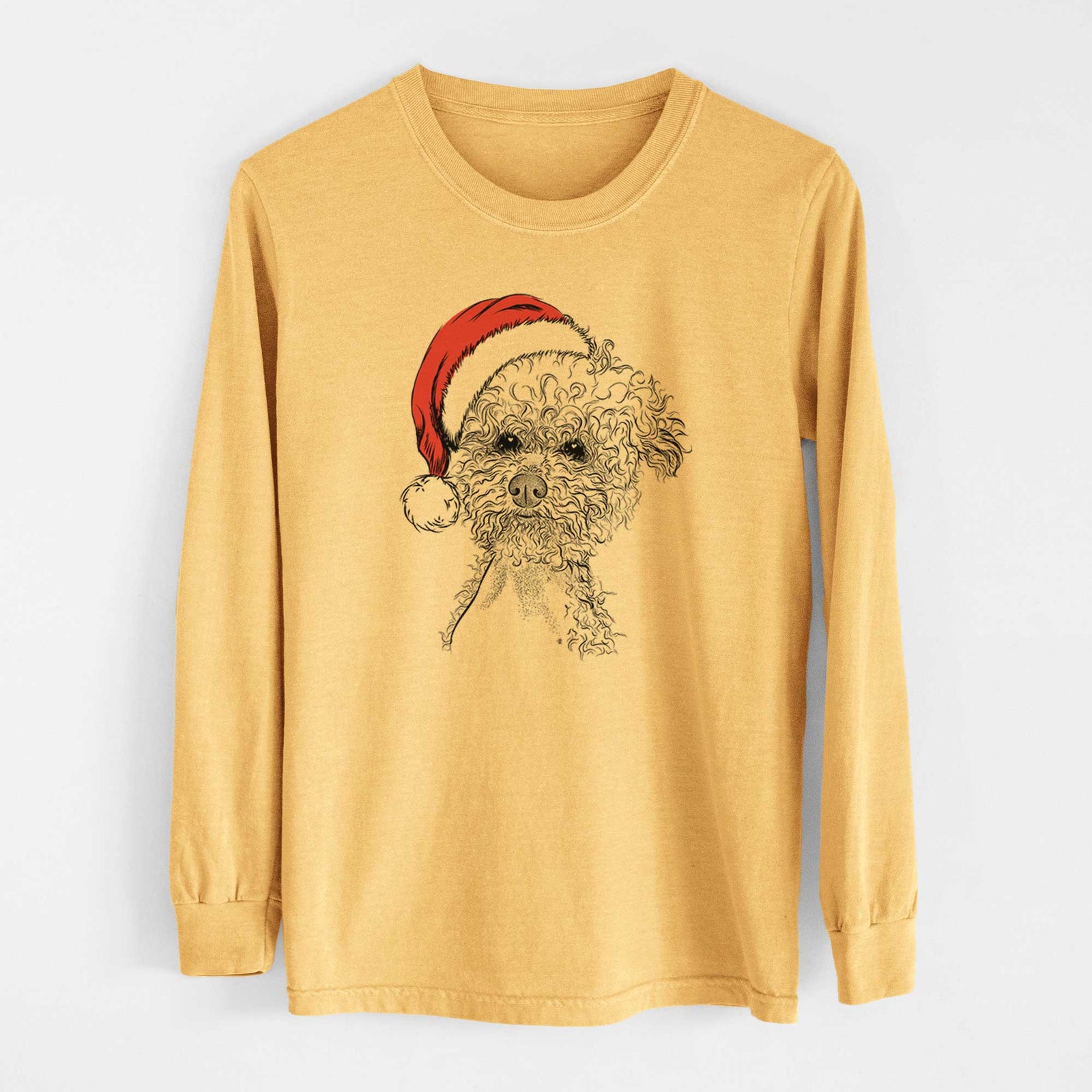 Santa Muffin the Poodle - Heavyweight 100% Cotton Long Sleeve