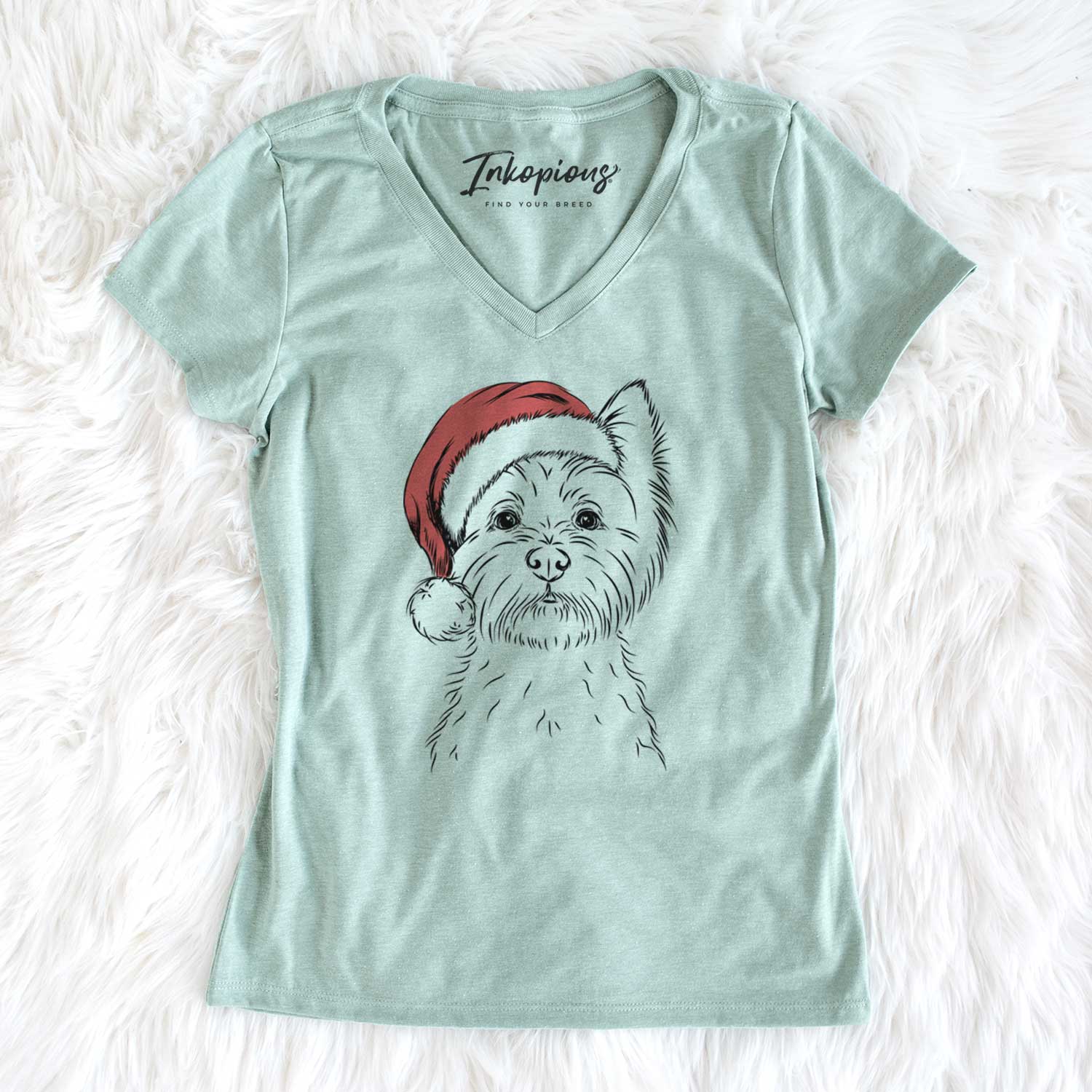 Santa Murphy the West Highland Terrier - Women's V-neck Shirt