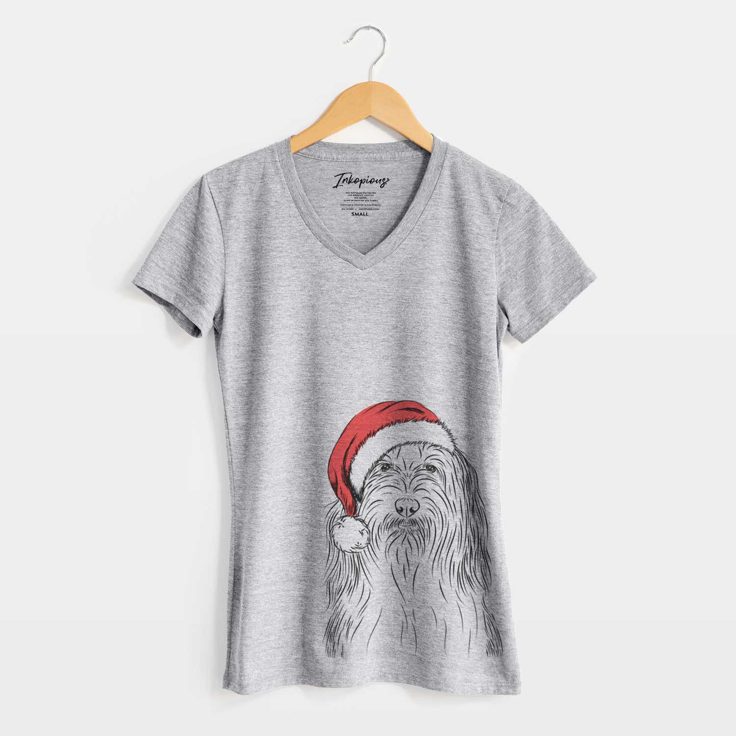 Santa Murray the Bearded Collie - Women's V-neck Shirt