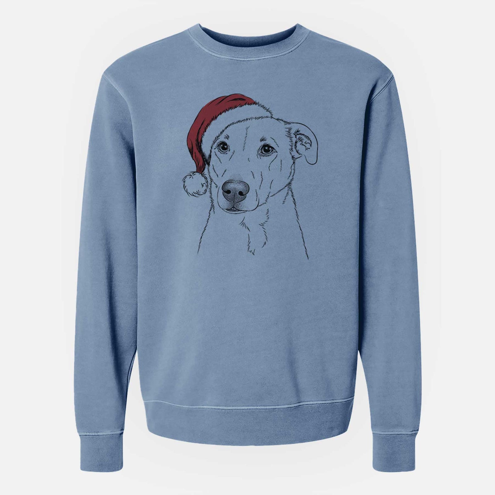 Santa Nala the American Staffordshire Terrier - Unisex Pigment Dyed Crew Sweatshirt