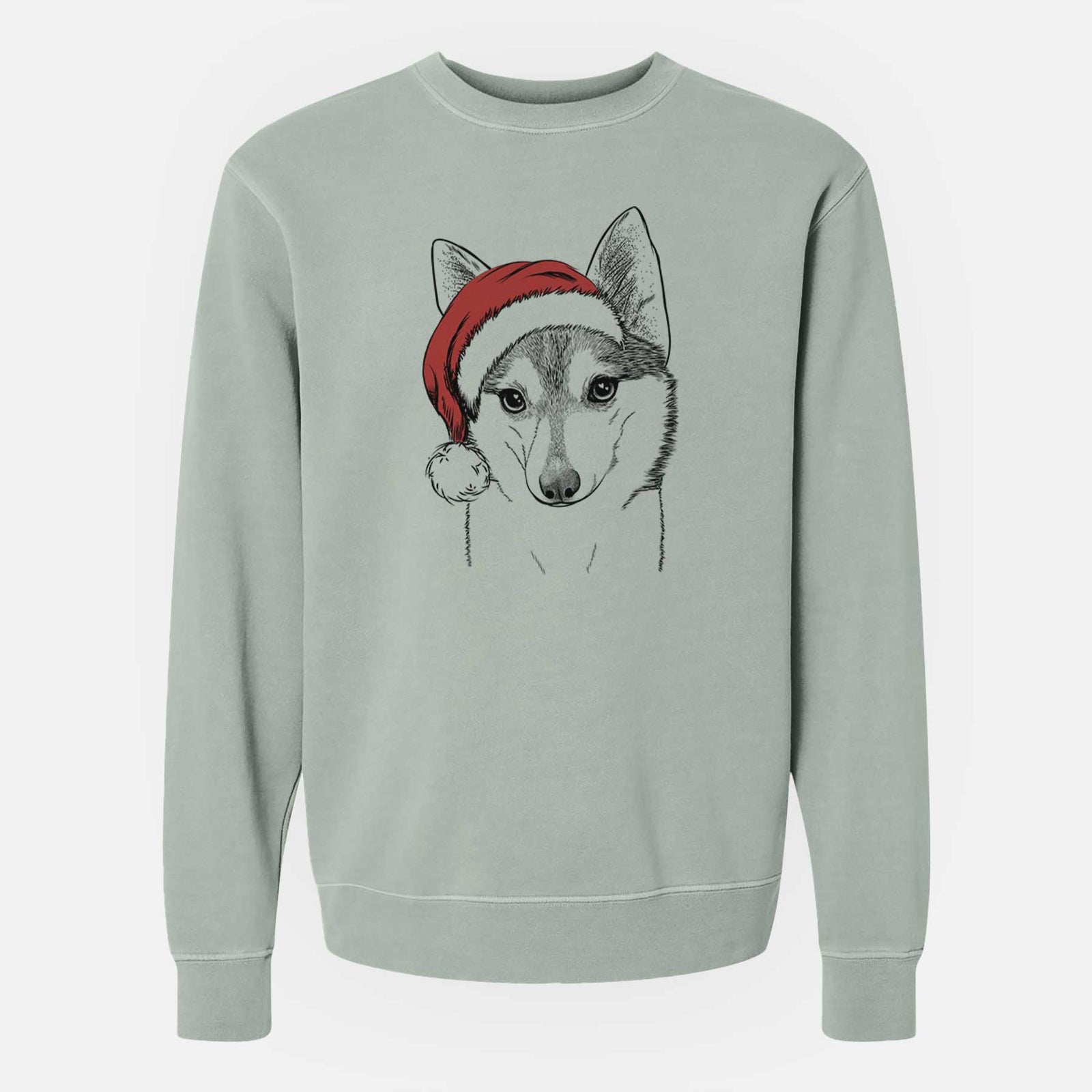 Santa Nami the Alaskan Klee Kai - Unisex Pigment Dyed Crew Sweatshirt