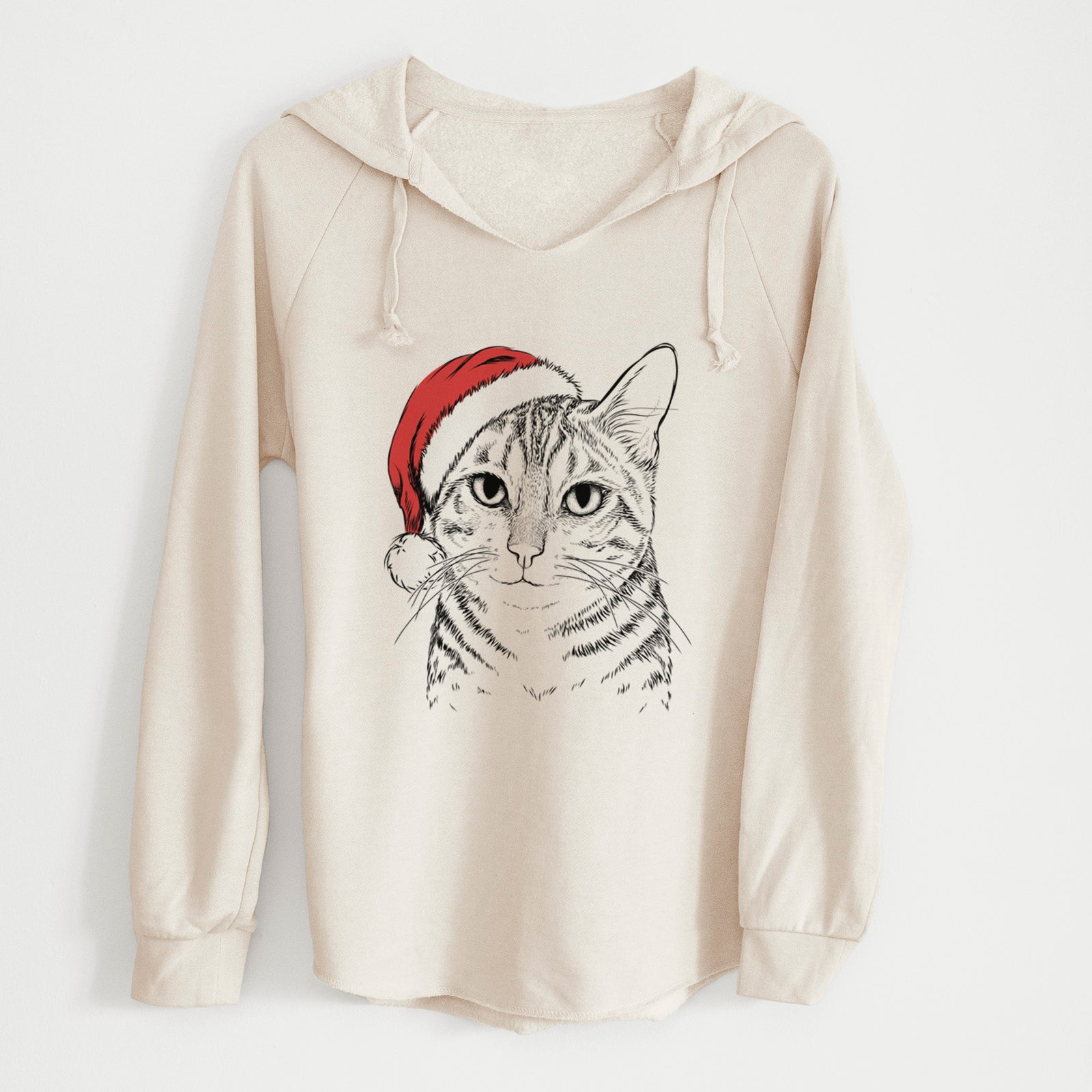 Santa Nell the Tabby Cat - Cali Wave Hooded Sweatshirt