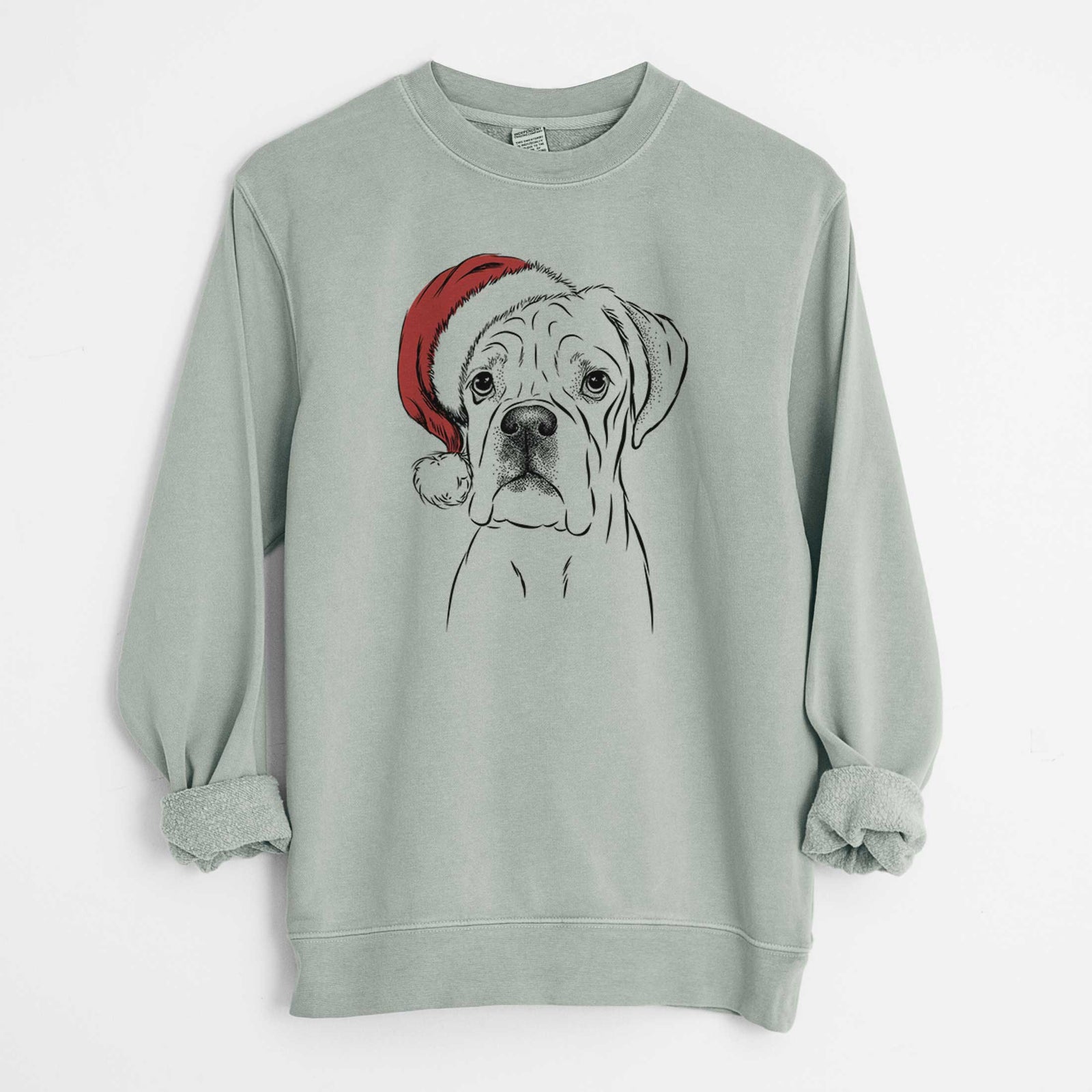 Santa Nelly the Boxer - Unisex Pigment Dyed Crew Sweatshirt