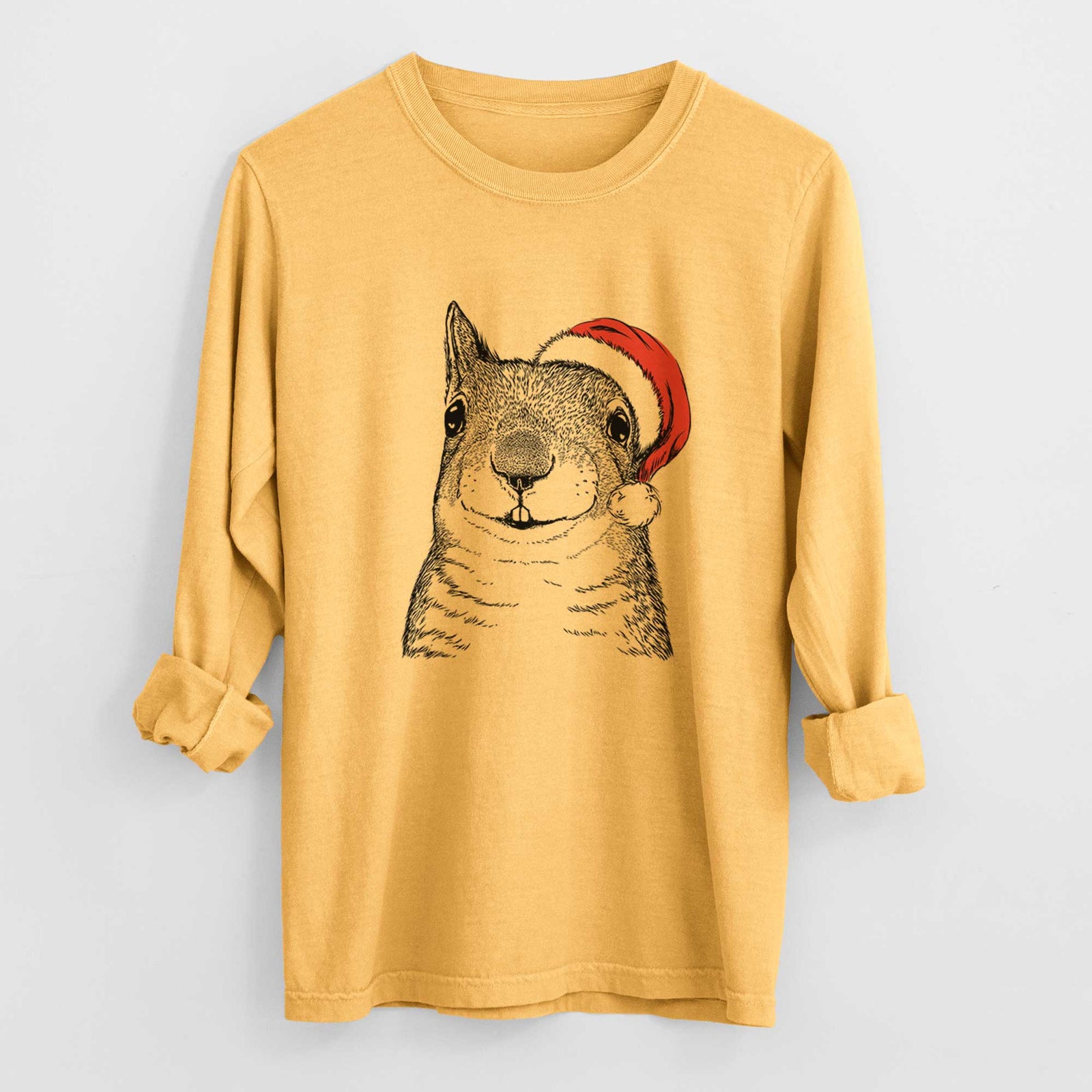 Santa Nibbles the Squirrel - Heavyweight 100% Cotton Long Sleeve
