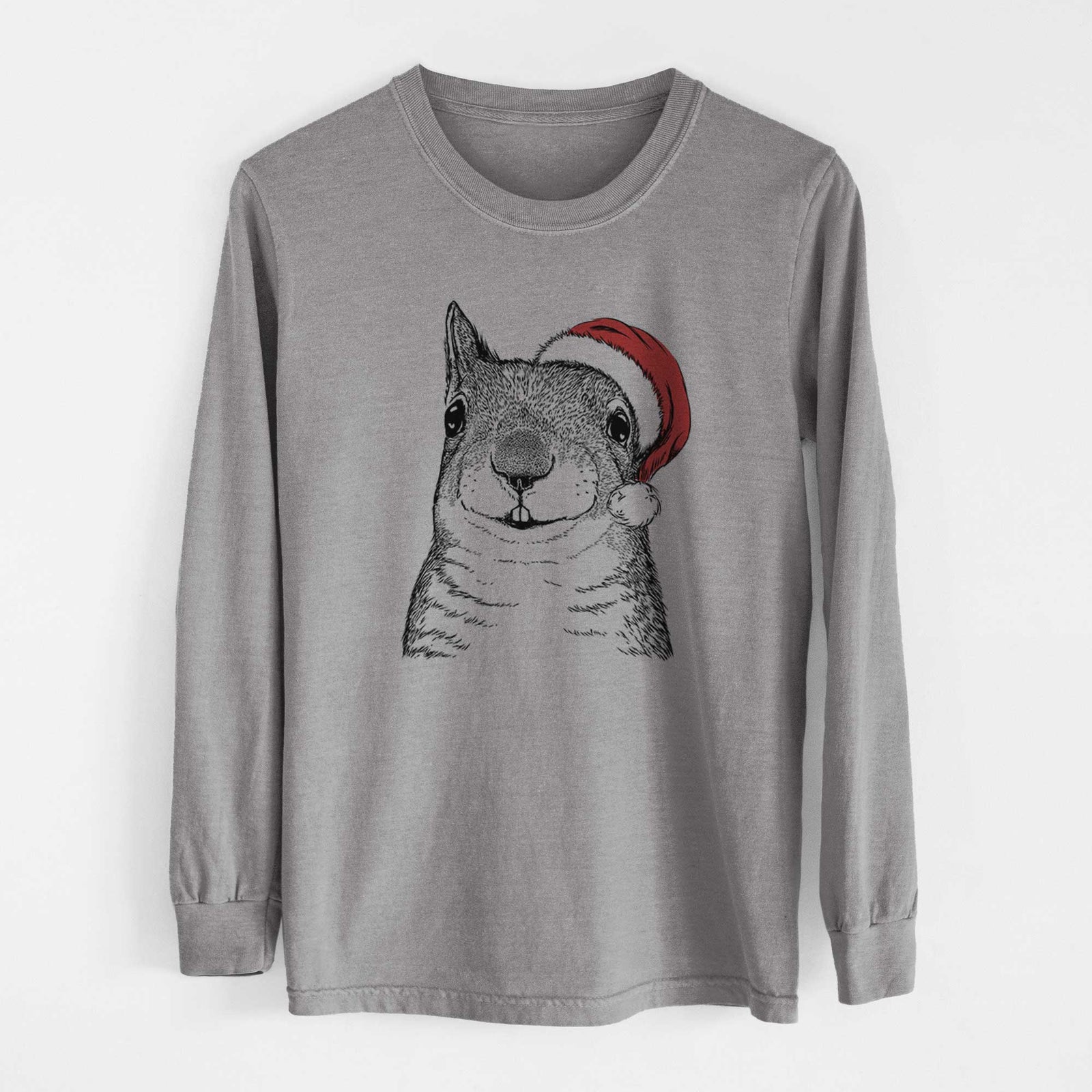 Santa Nibbles the Squirrel - Heavyweight 100% Cotton Long Sleeve