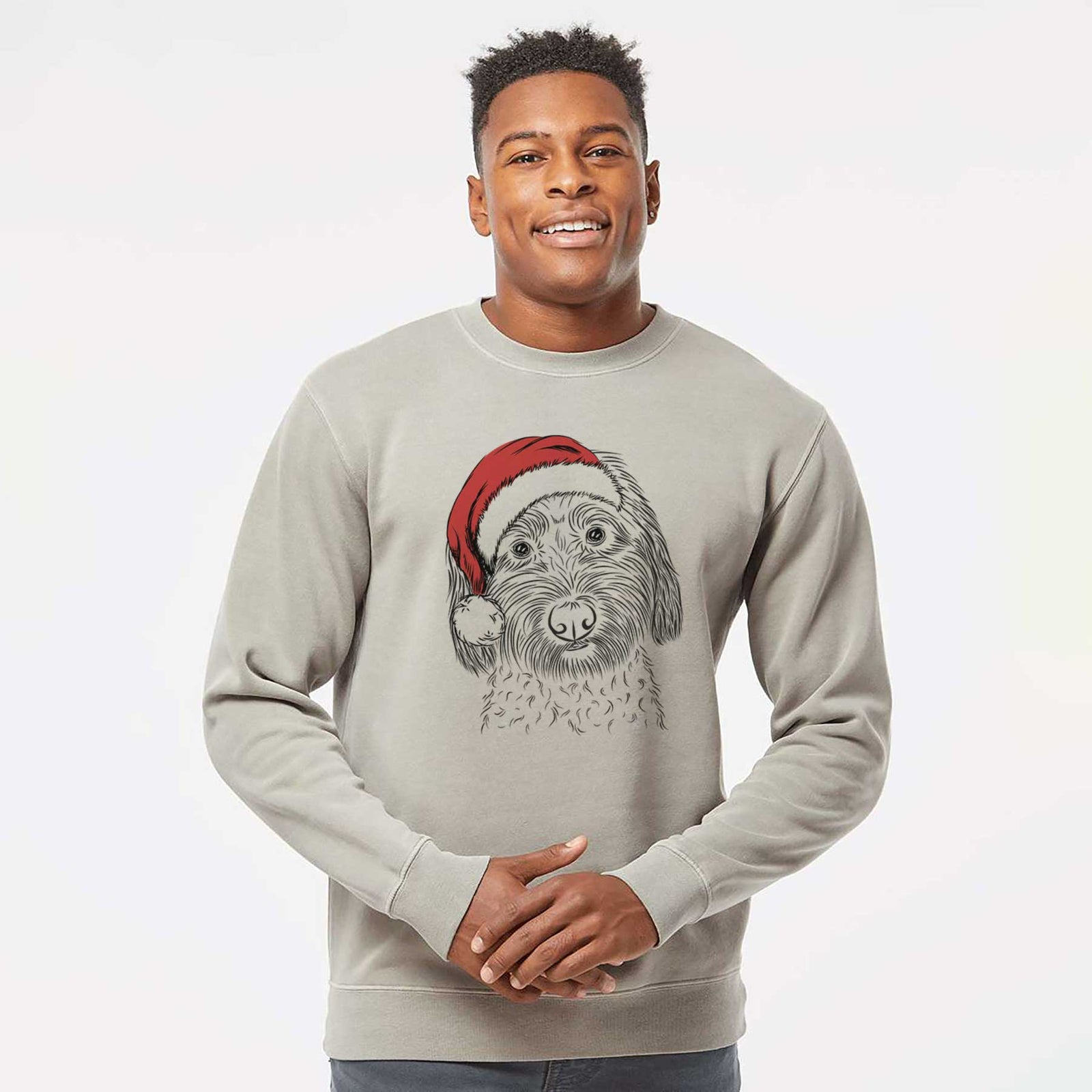 Santa Niles the Soft Coated Wheaten Terrier - Unisex Pigment Dyed Crew Sweatshirt