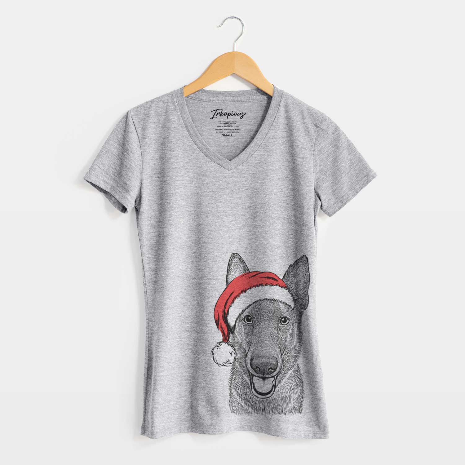 Santa Nyx the German Shepherd - Women's V-neck Shirt