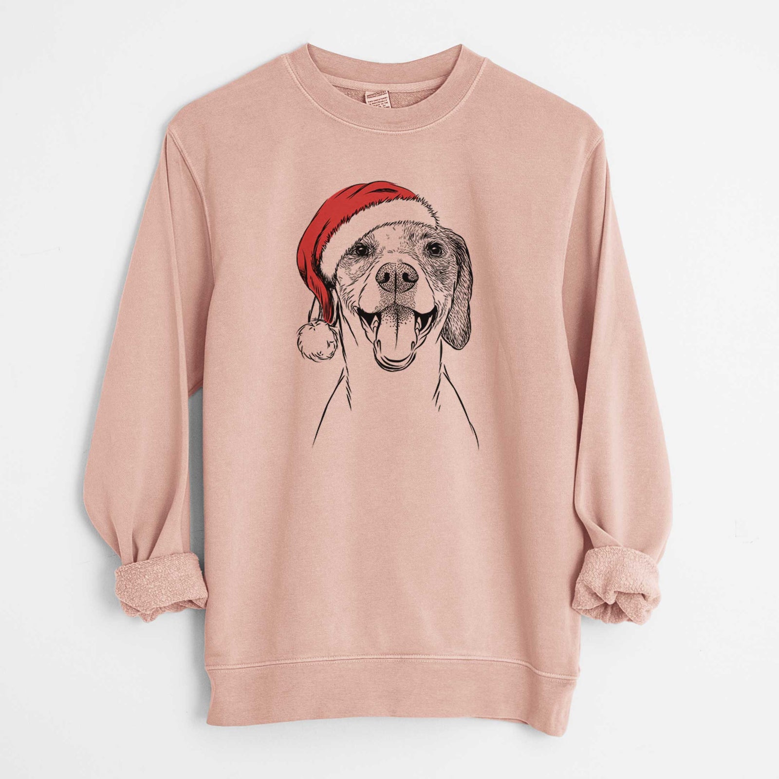 Santa Obi the Beagle Mix - Unisex Pigment Dyed Crew Sweatshirt