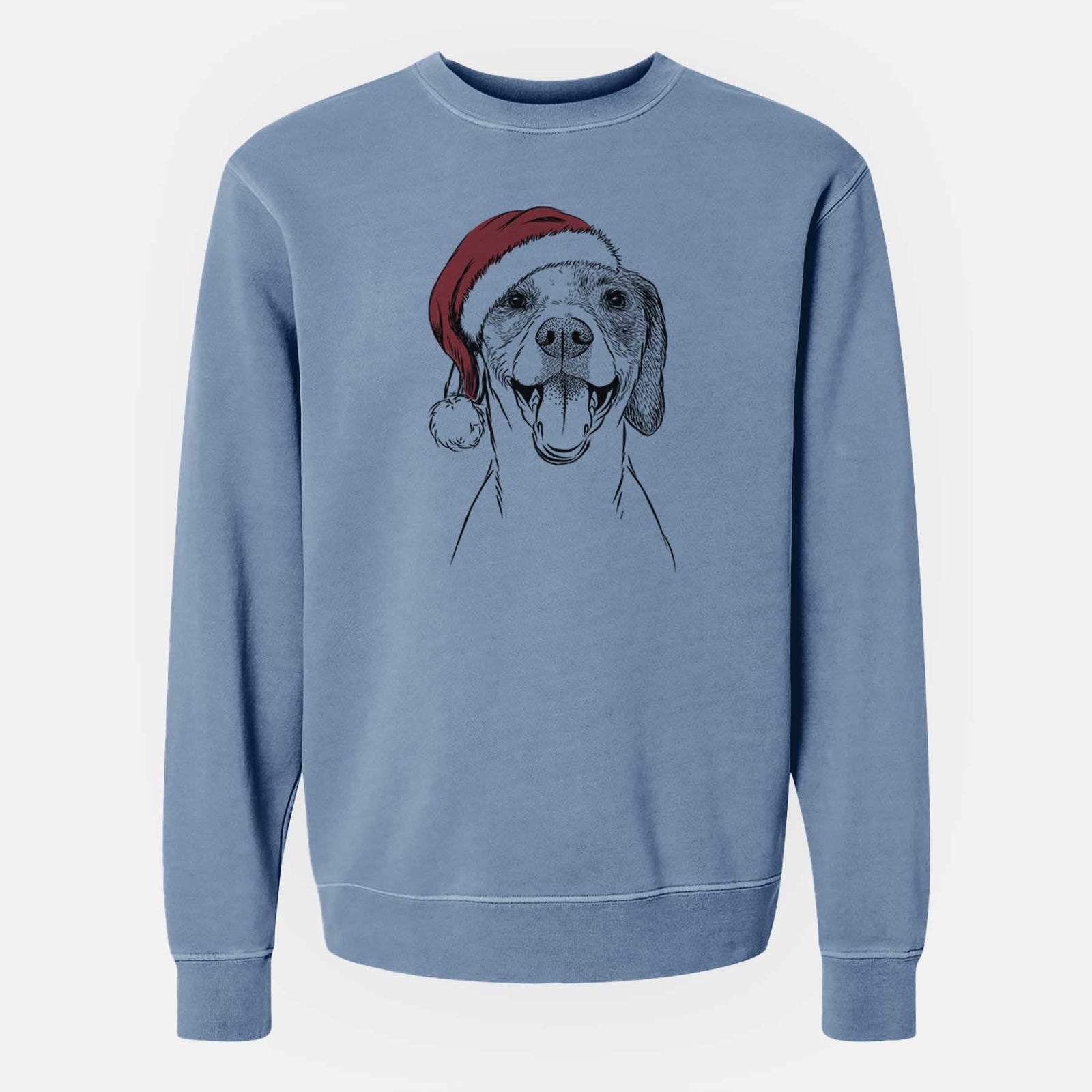 Santa Obi the Beagle Mix - Unisex Pigment Dyed Crew Sweatshirt