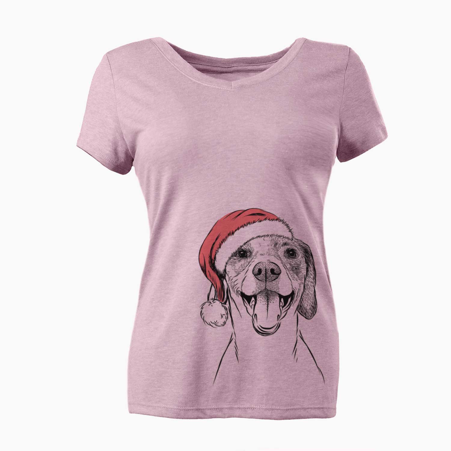 Santa Obi the Beagle Mix - Women's V-neck Shirt