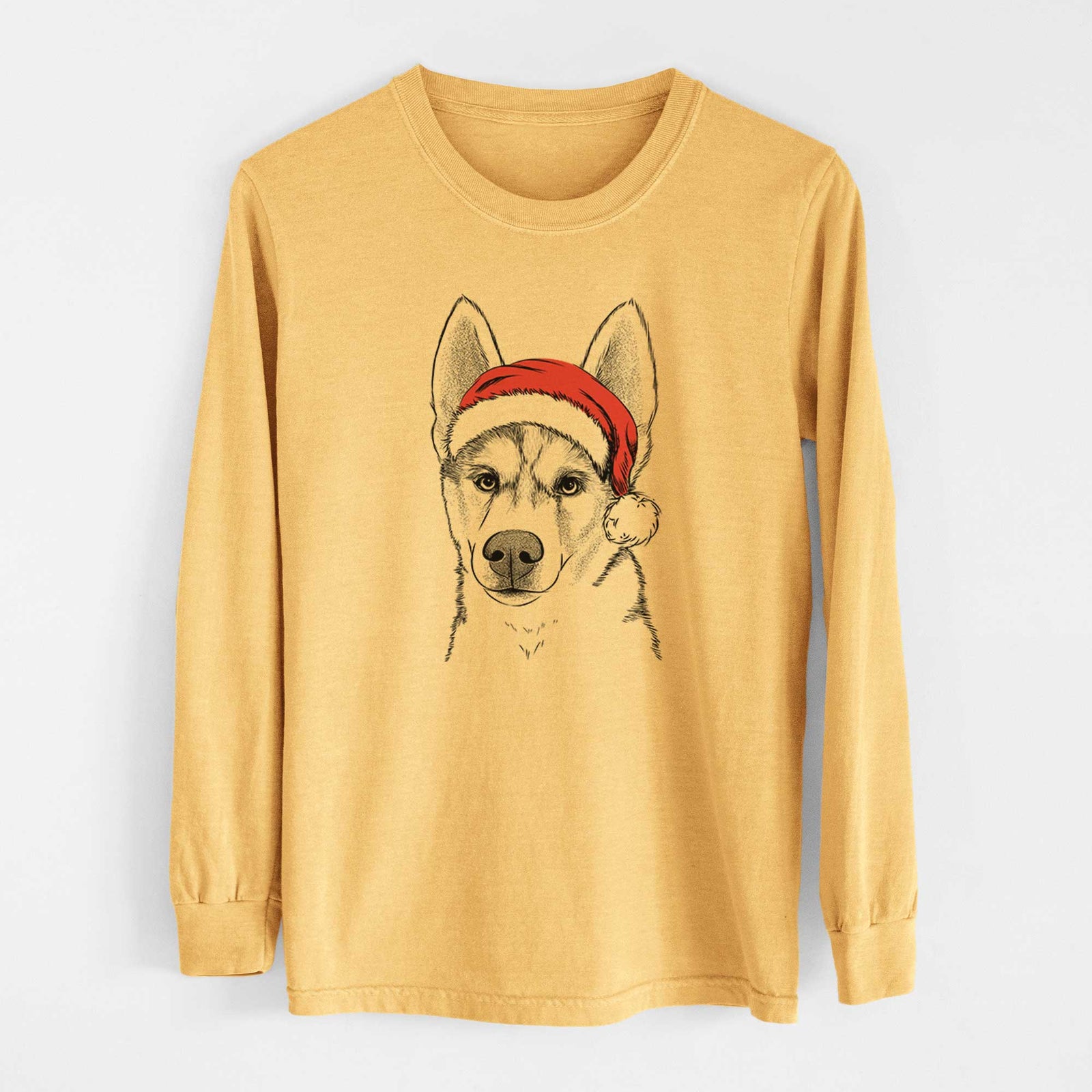 Santa Odin the Siberian Husky - Heavyweight 100% Cotton Long Sleeve