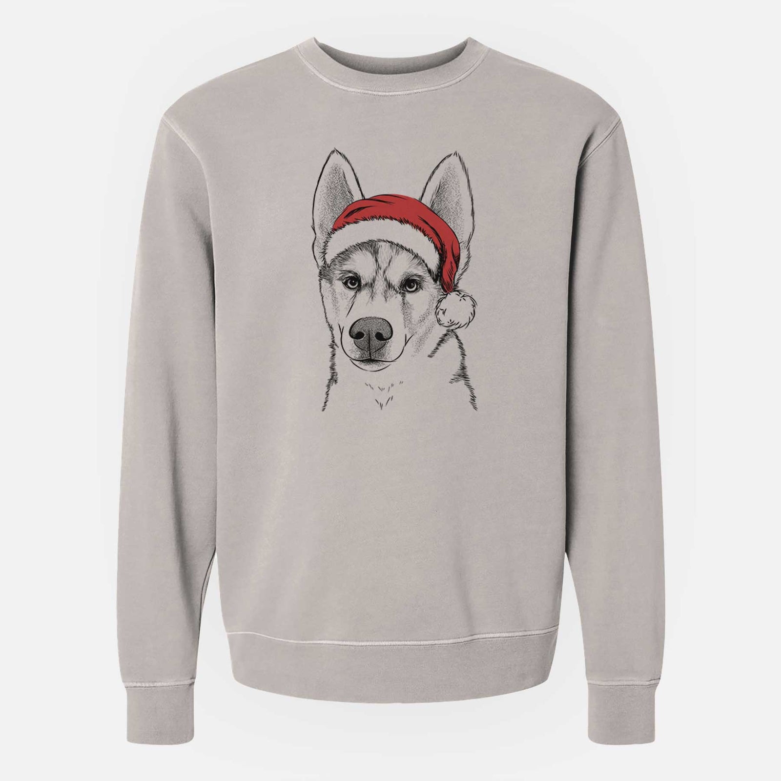 Santa Odin the Siberian Husky - Unisex Pigment Dyed Crew Sweatshirt