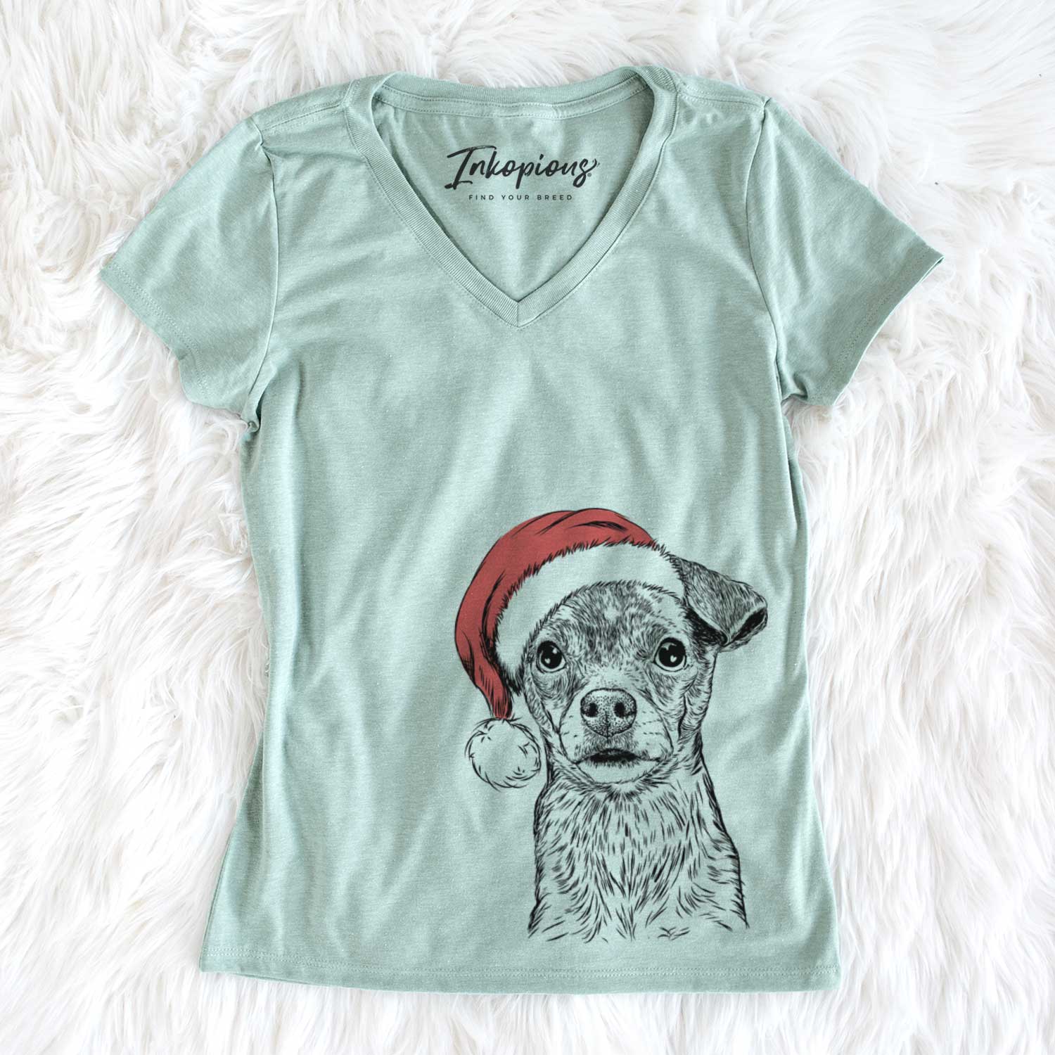 Santa Olive the Mixed Breed - Women's V-neck Shirt