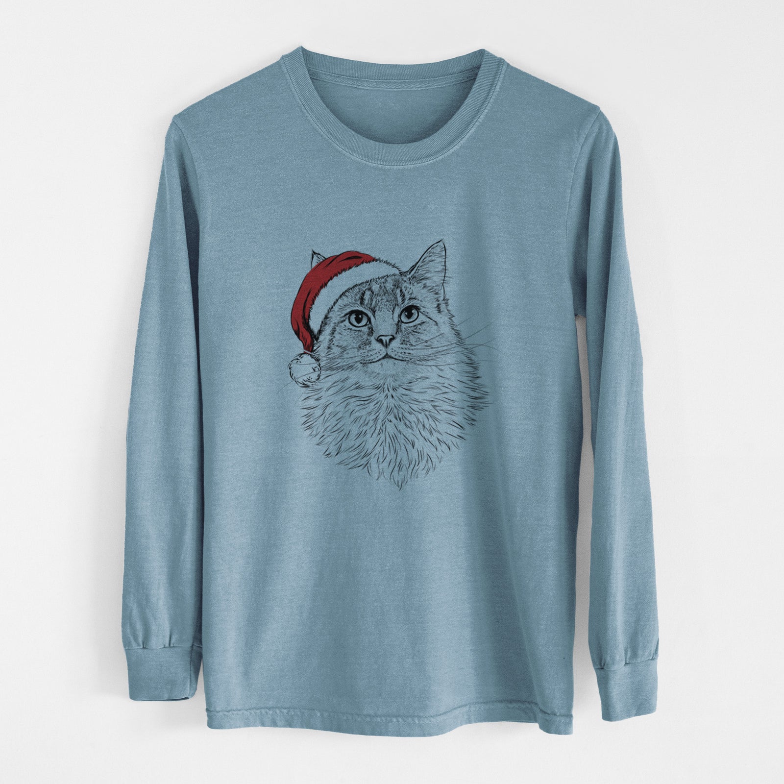 Santa Olive the Cat - Heavyweight 100% Cotton Long Sleeve
