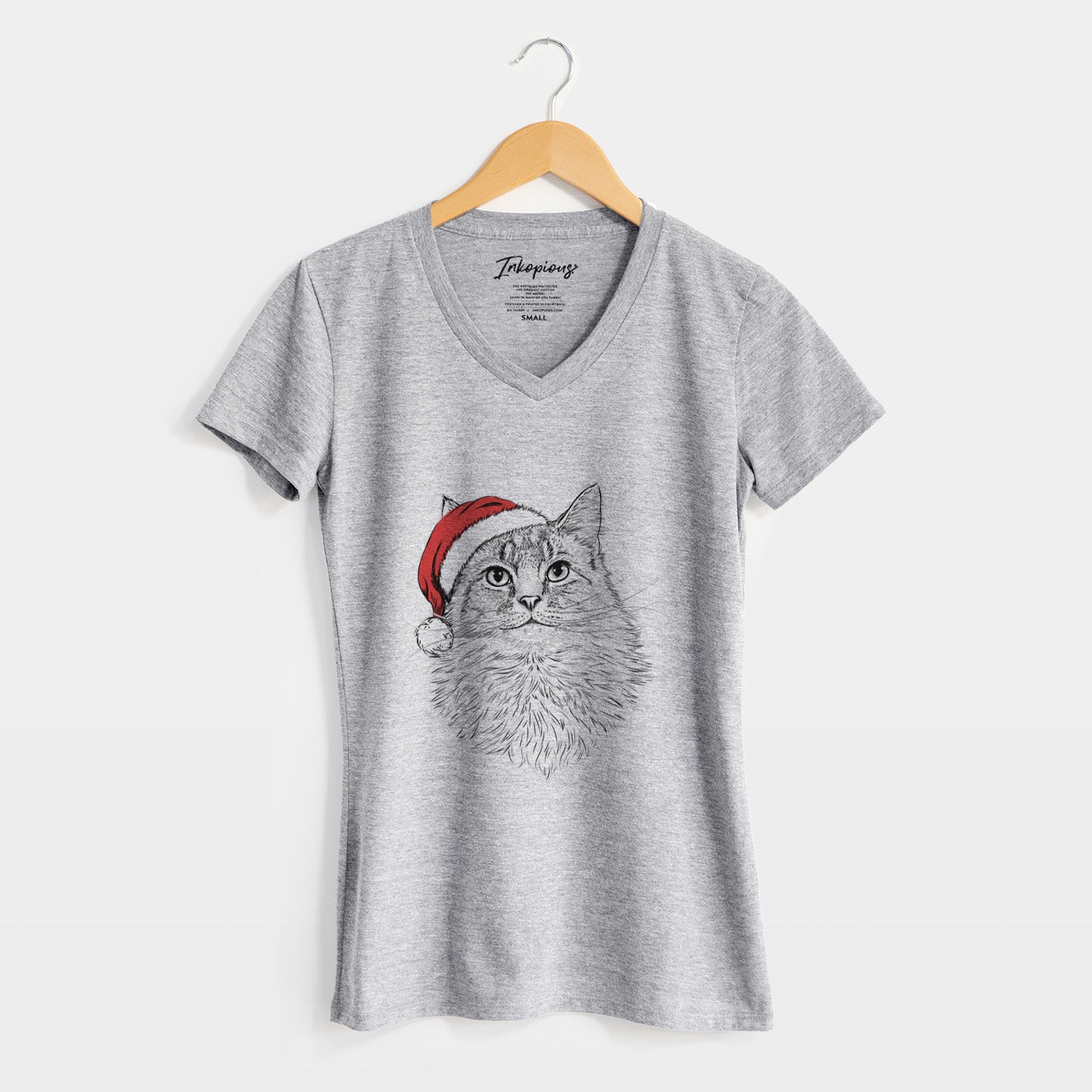 Santa Olive the Cat - Women's Perfect V-neck Shirt