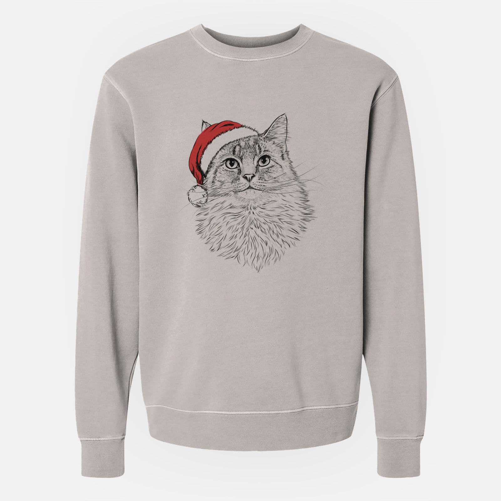 Santa Olive the Cat - Unisex Pigment Dyed Crew Sweatshirt