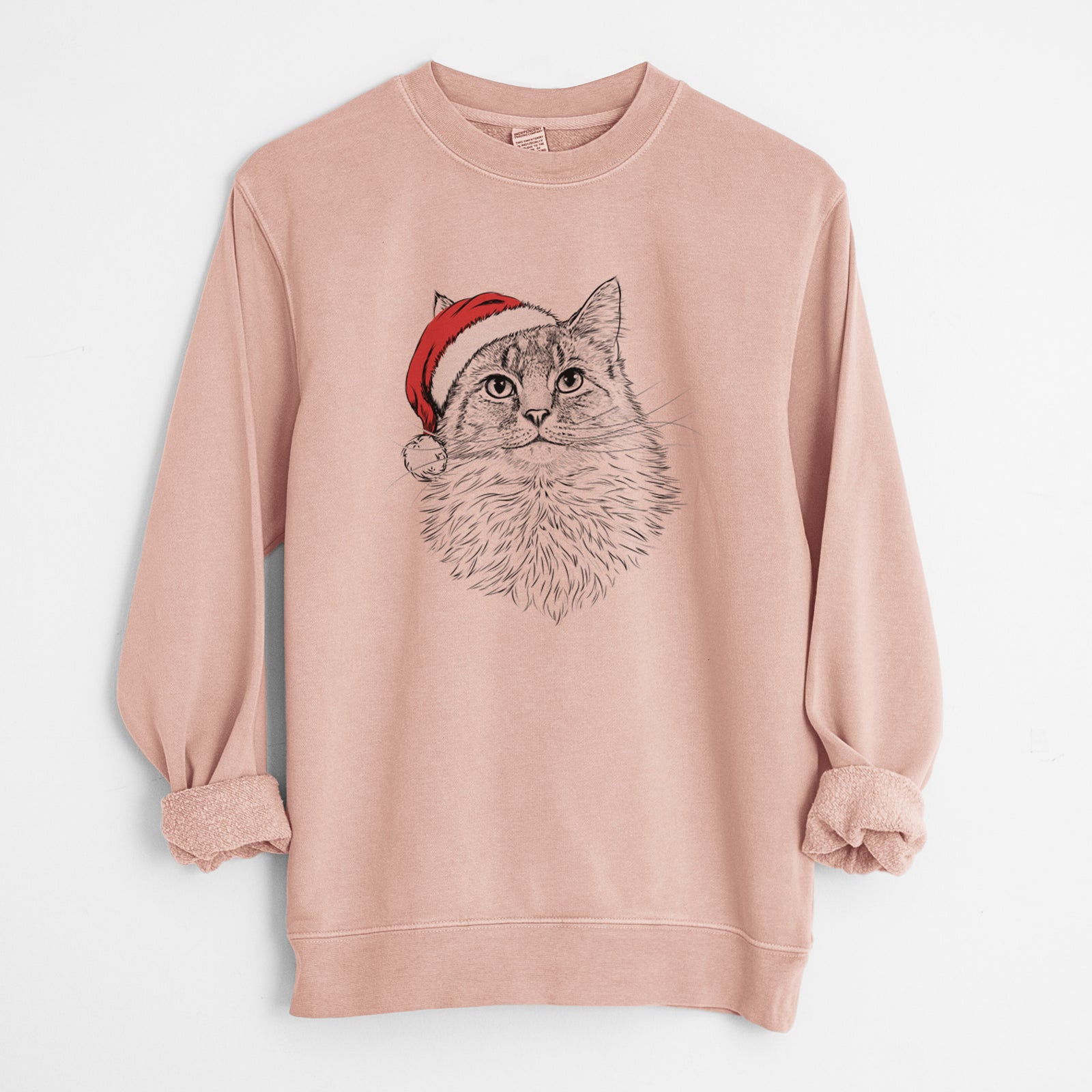 Santa Olive the Cat - Unisex Pigment Dyed Crew Sweatshirt