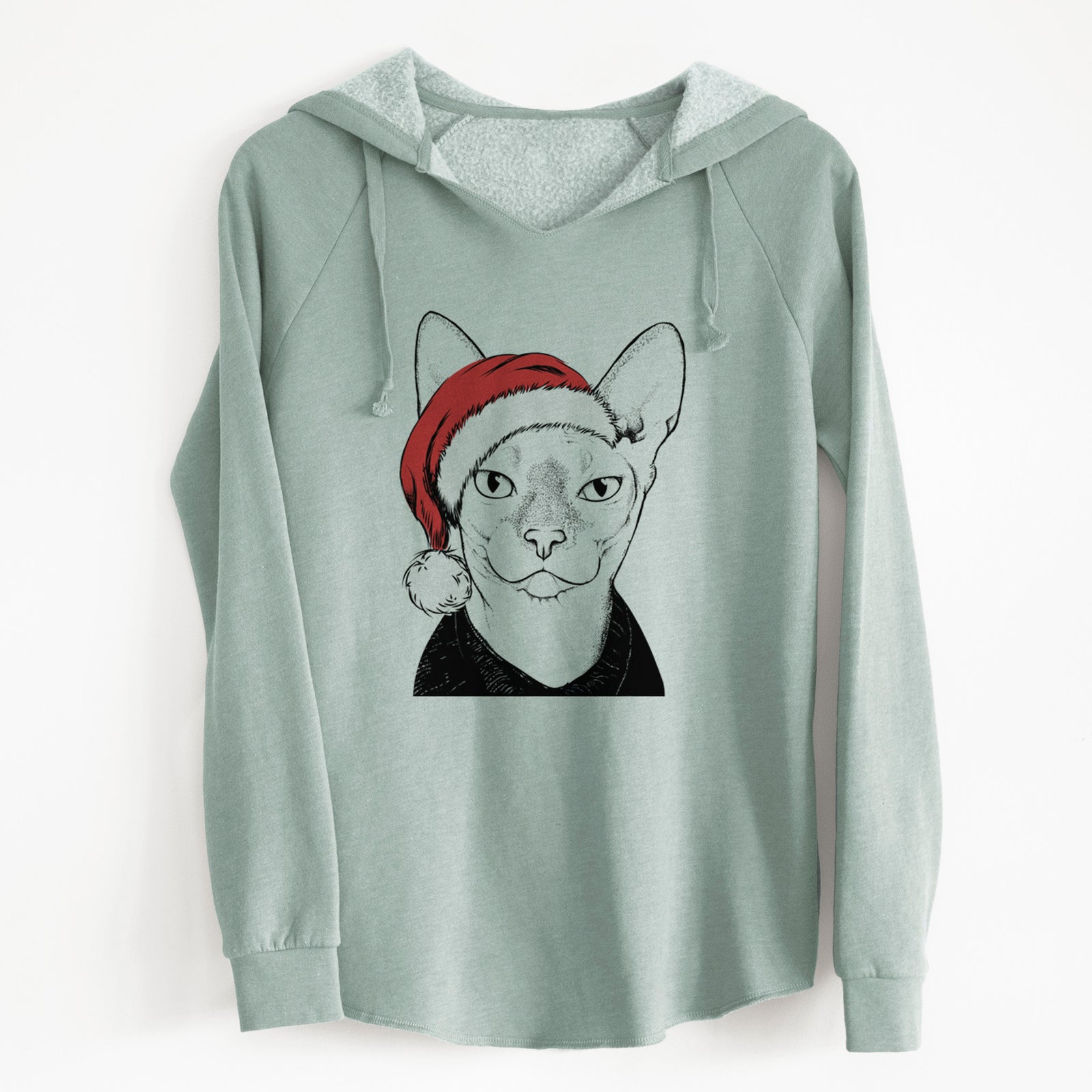 Santa Oliver Watson the Sphynx Cat - Cali Wave Hooded Sweatshirt