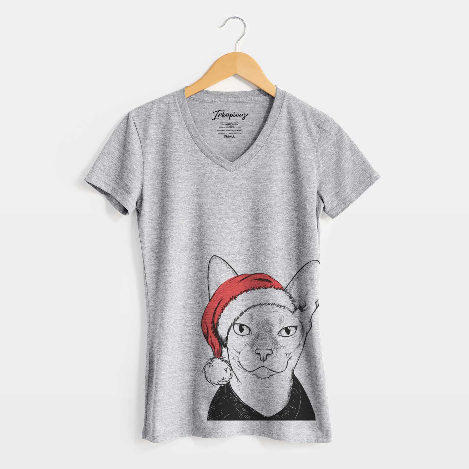 Santa Oliver Watson the Sphynx Cat - Women's V-neck Shirt
