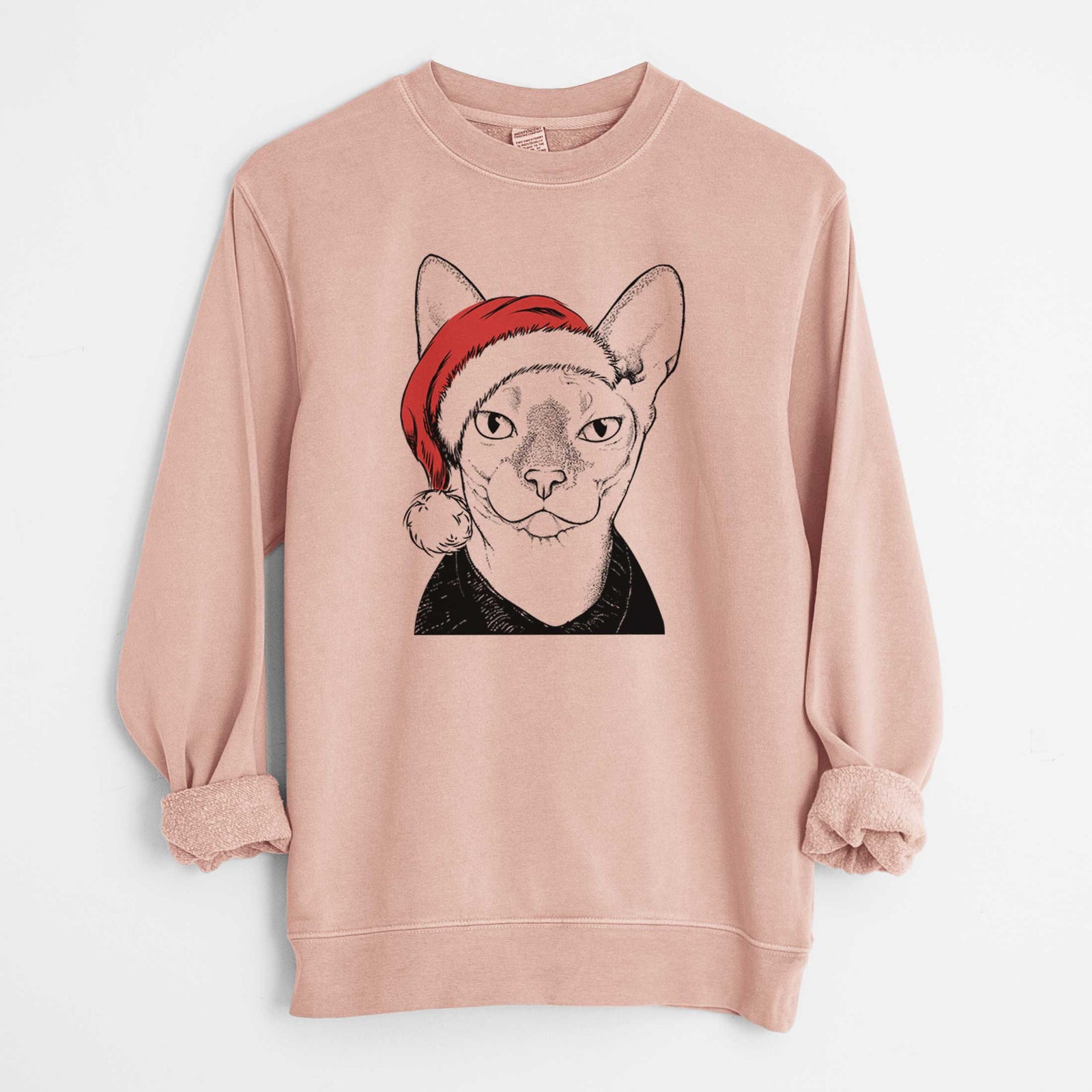 Santa Oliver Watson the Sphynx Cat - Unisex Pigment Dyed Crew Sweatshirt