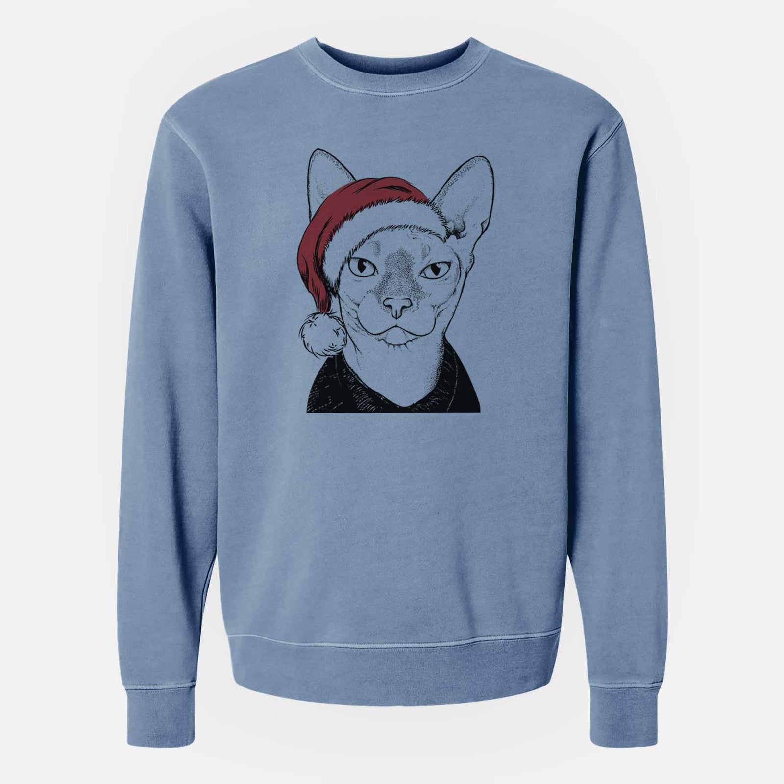 Santa Oliver Watson the Sphynx Cat - Unisex Pigment Dyed Crew Sweatshirt
