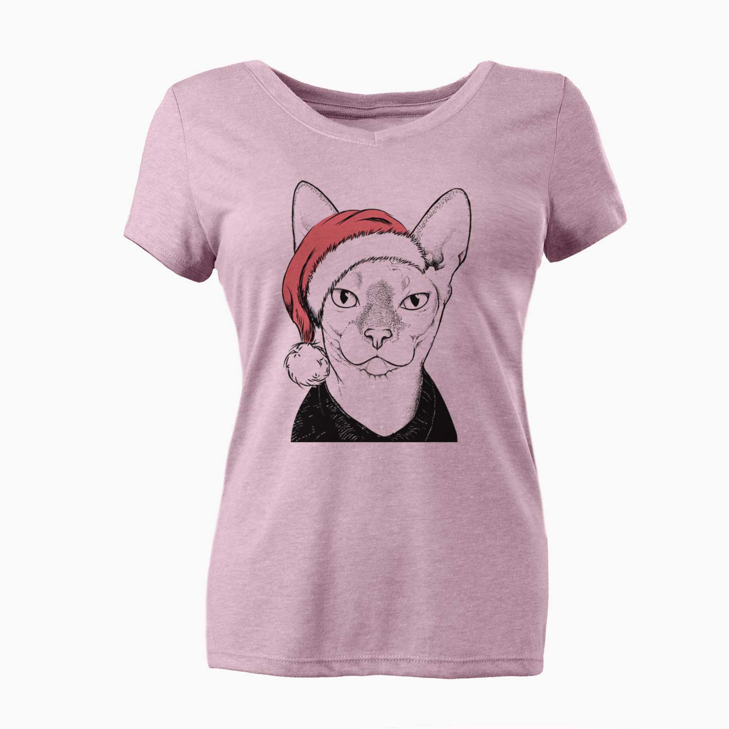 Santa Oliver Watson the Sphynx Cat - Women's V-neck Shirt