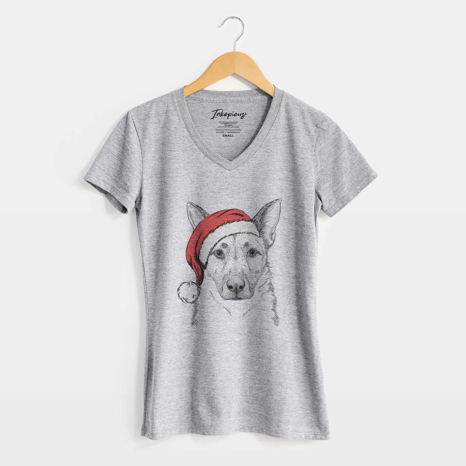 Santa Oliverno the German Shepherd - Women's V-neck Shirt