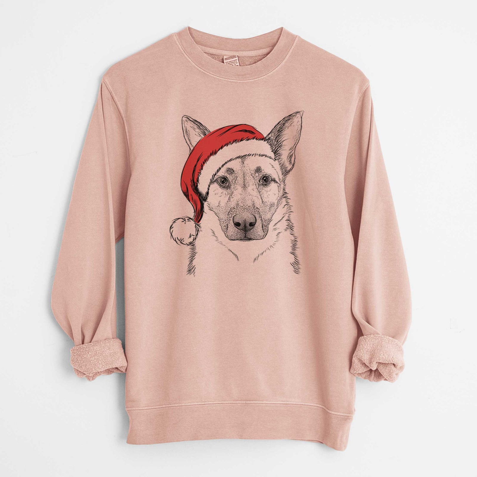 Santa Oliverno the German Shepherd - Unisex Pigment Dyed Crew Sweatshirt