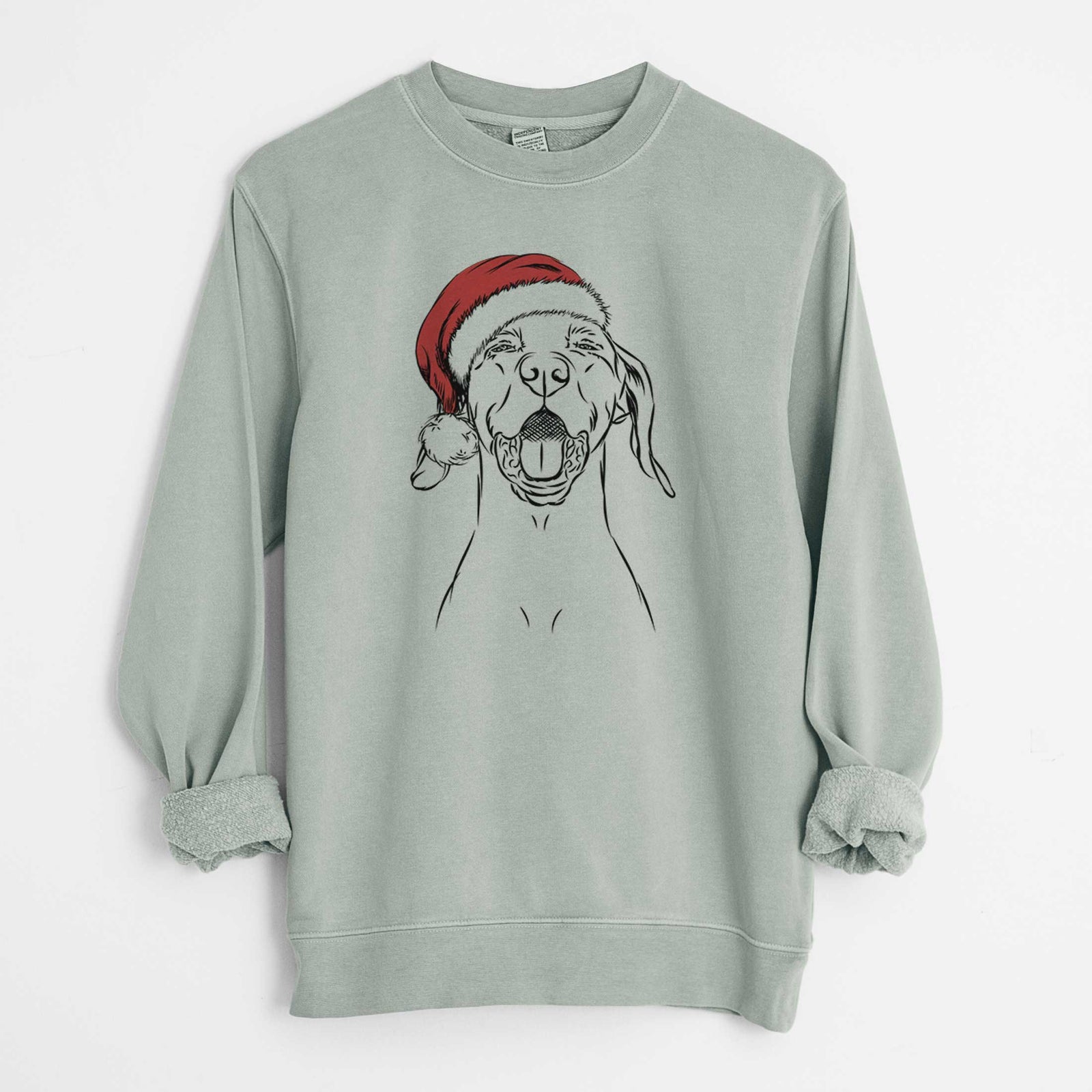 Santa Ollie the Vizsla - Unisex Pigment Dyed Crew Sweatshirt