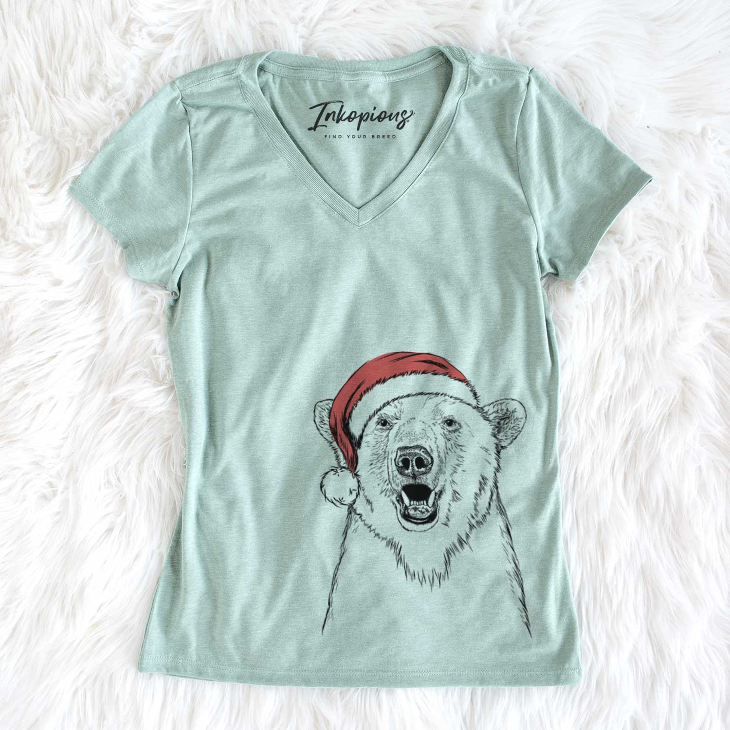 Santa Oslo the Polar Bear - Women's V-neck Shirt