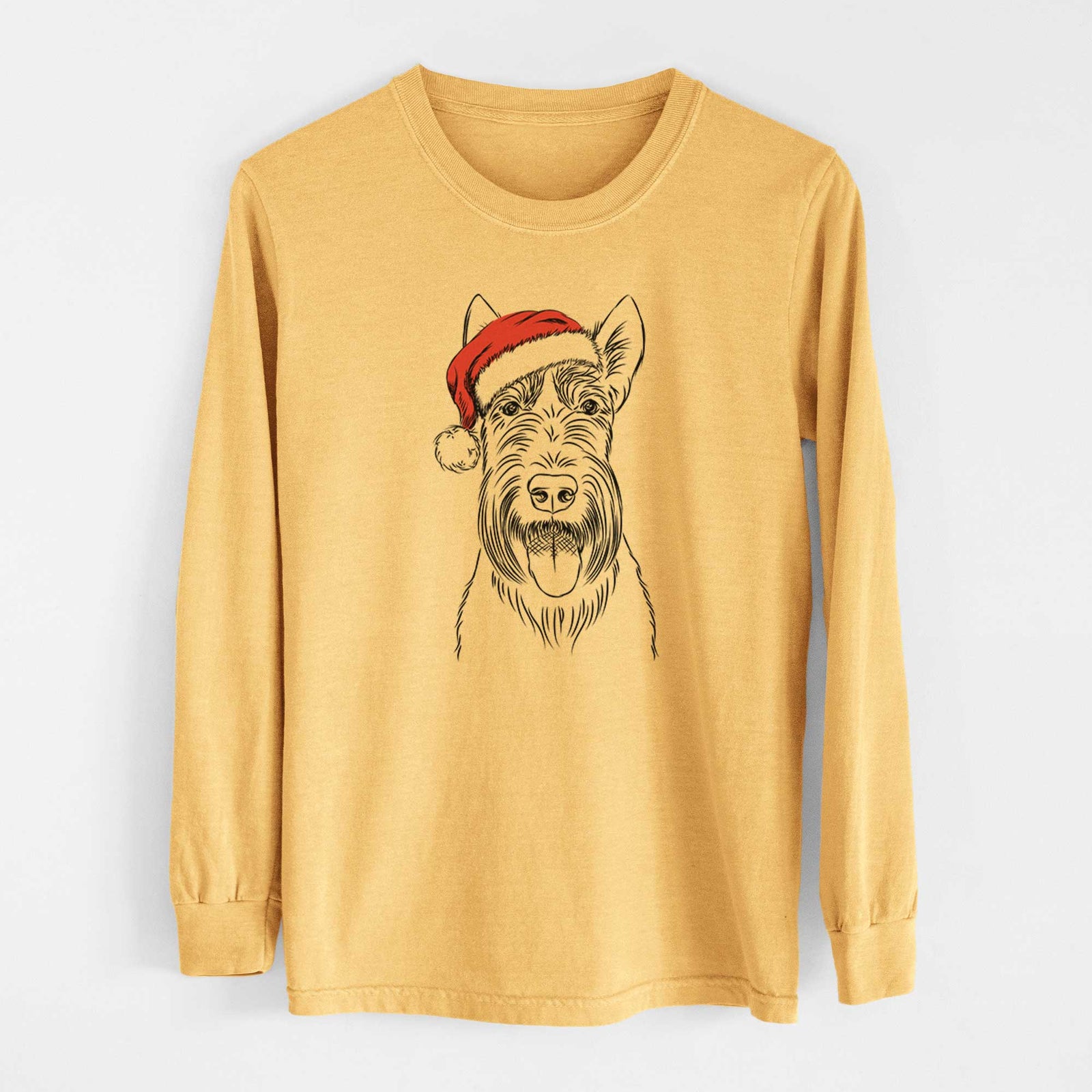 Santa Oswald the Scottish Terrier - Heavyweight 100% Cotton Long Sleeve