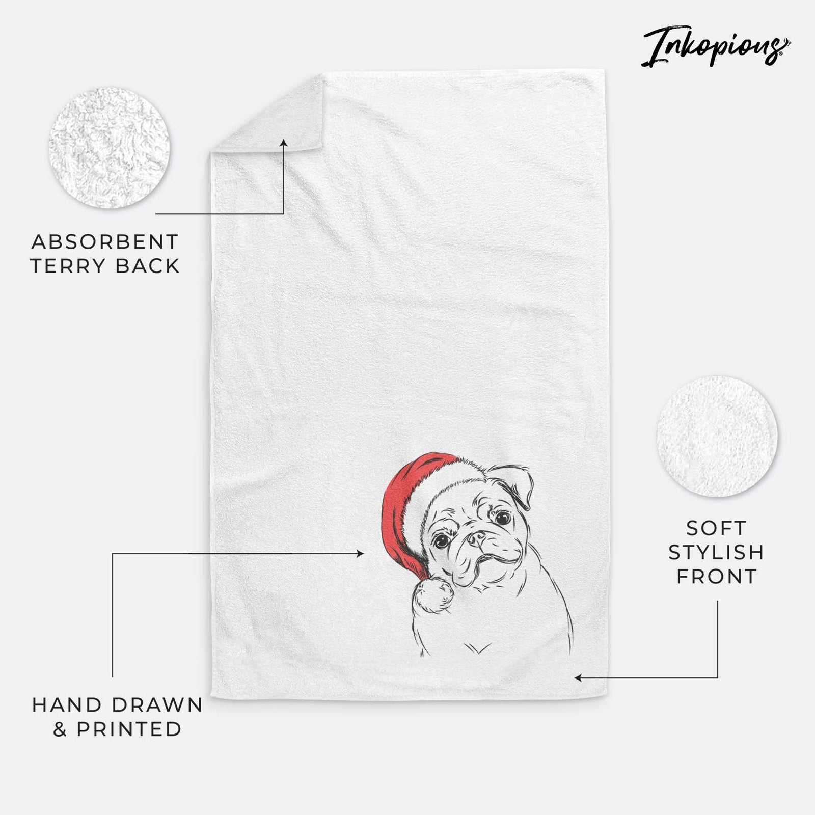 Otis the Pug Decorative Hand Towel