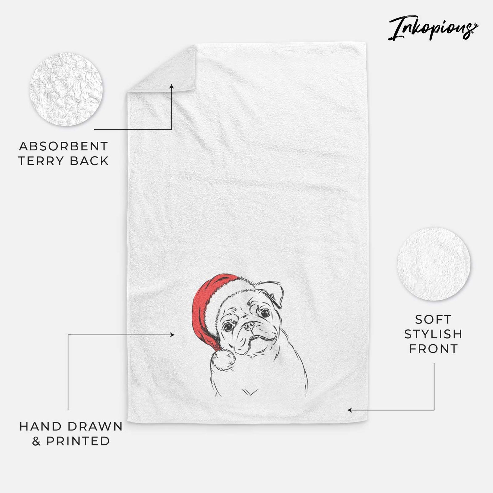 Otis the Pug Decorative Hand Towel