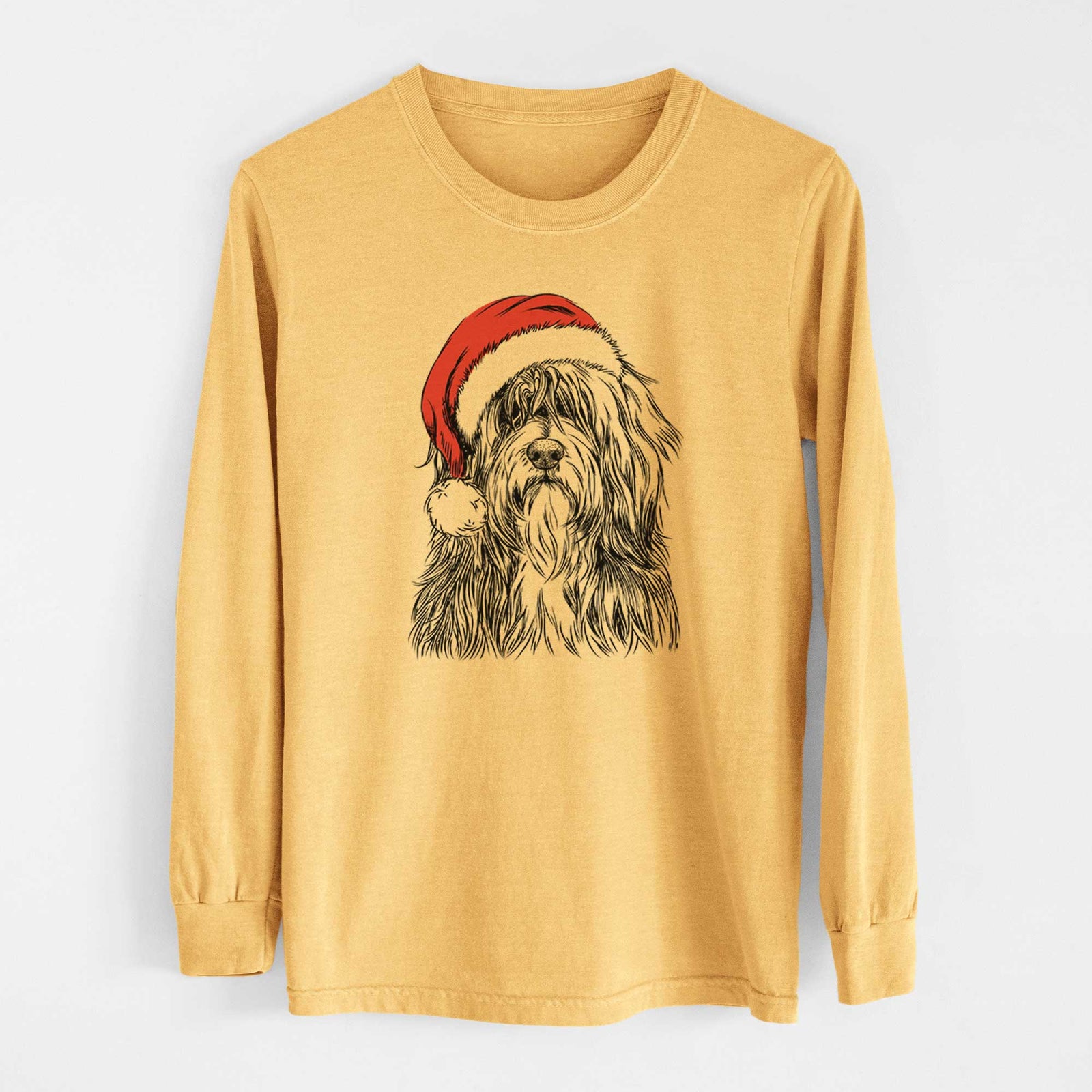 Santa Otto the Polish Lowland Sheepdog - Heavyweight 100% Cotton Long Sleeve