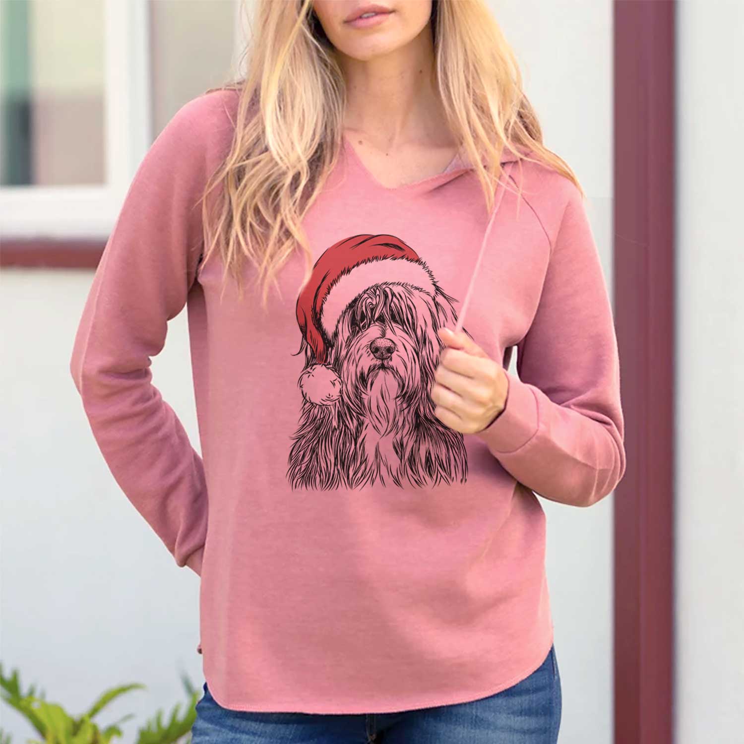 Santa Otto the Polish Lowland Sheepdog - Cali Wave Hooded Sweatshirt