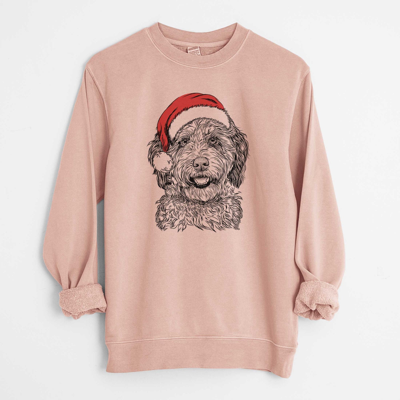 Santa Palmer the Aussiedoodle - Unisex Pigment Dyed Crew Sweatshirt