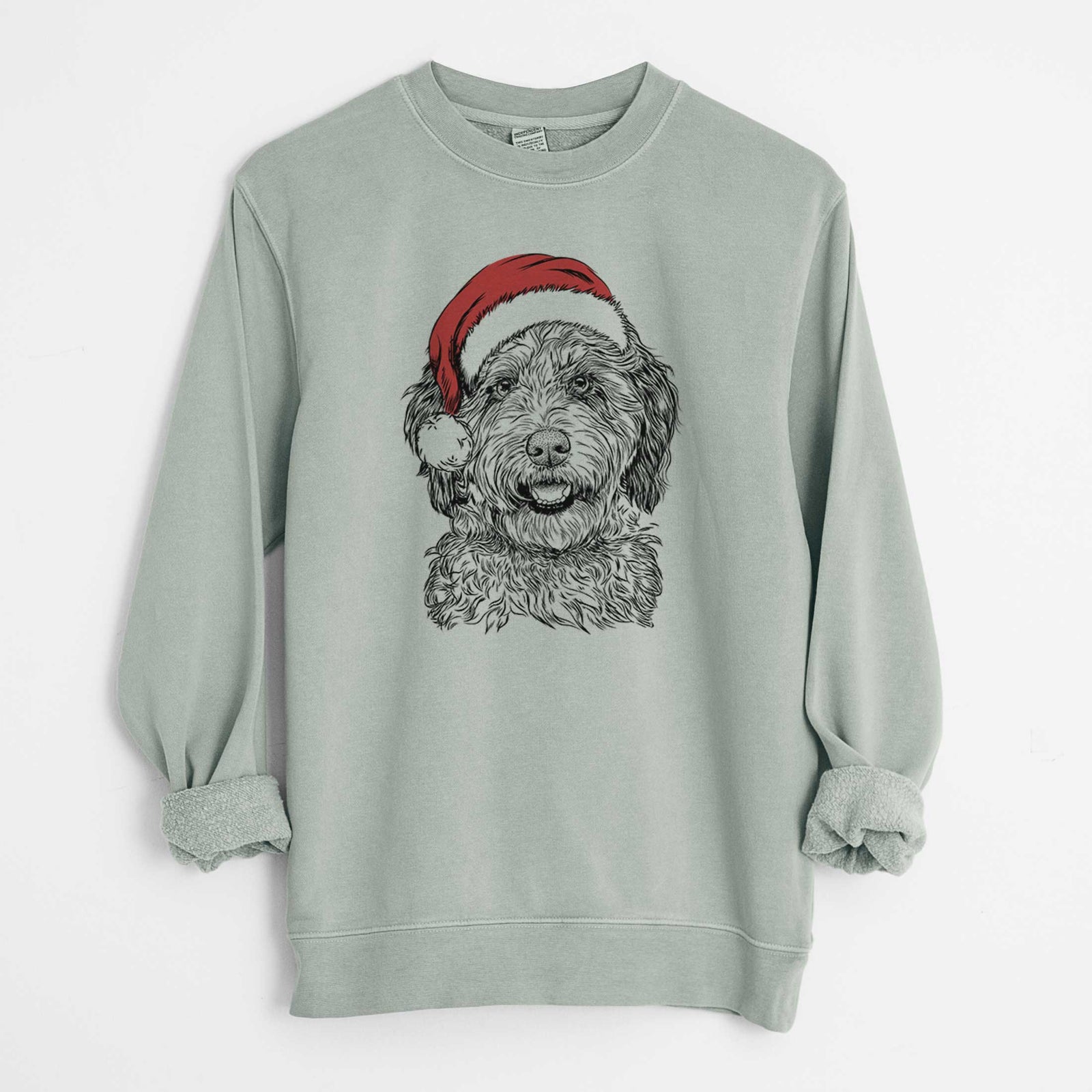 Santa Palmer the Aussiedoodle - Unisex Pigment Dyed Crew Sweatshirt