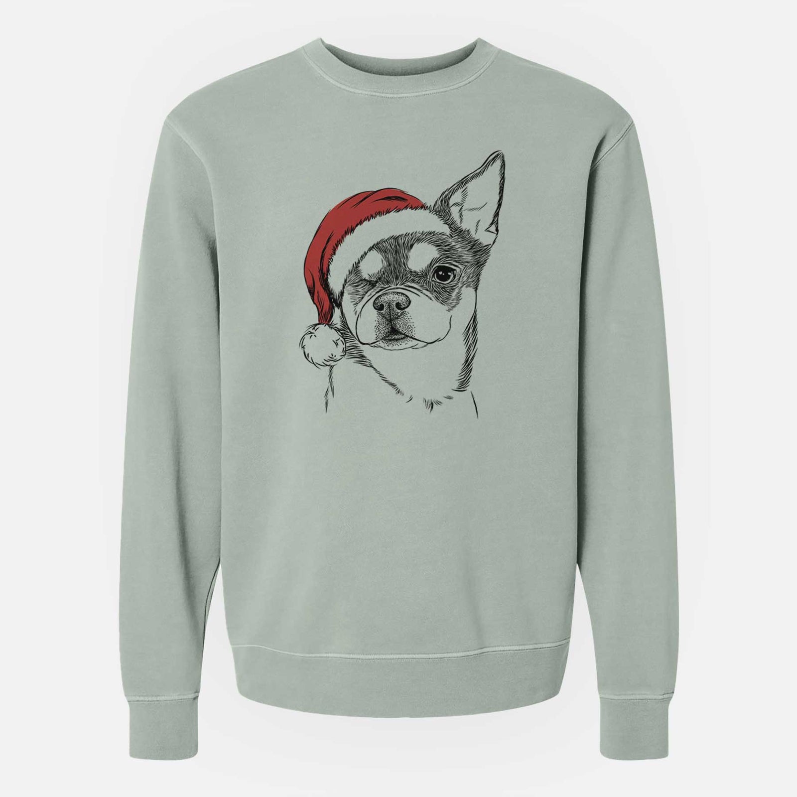 Santa Paris the Chihuahua - Unisex Pigment Dyed Crew Sweatshirt