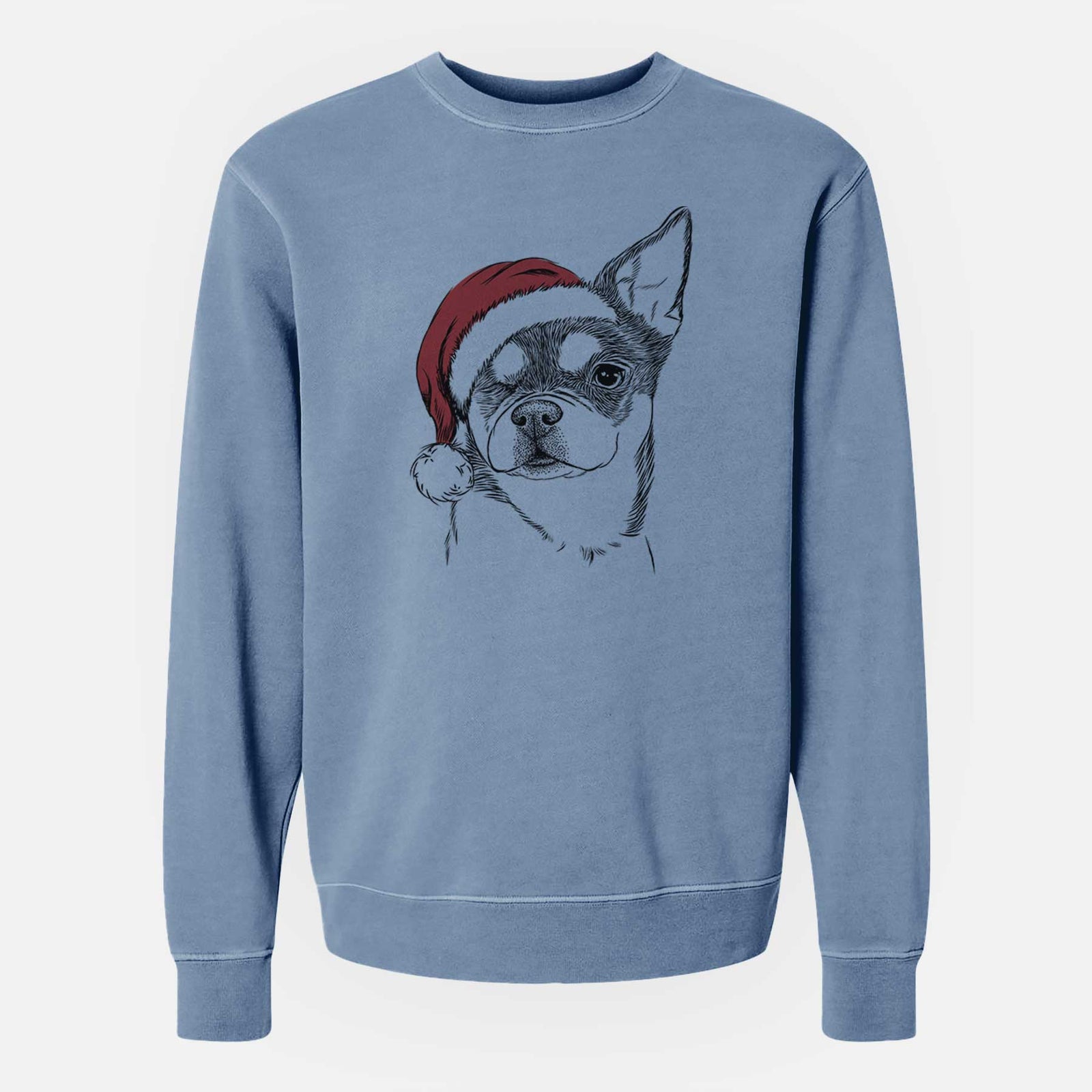 Santa Paris the Chihuahua - Unisex Pigment Dyed Crew Sweatshirt